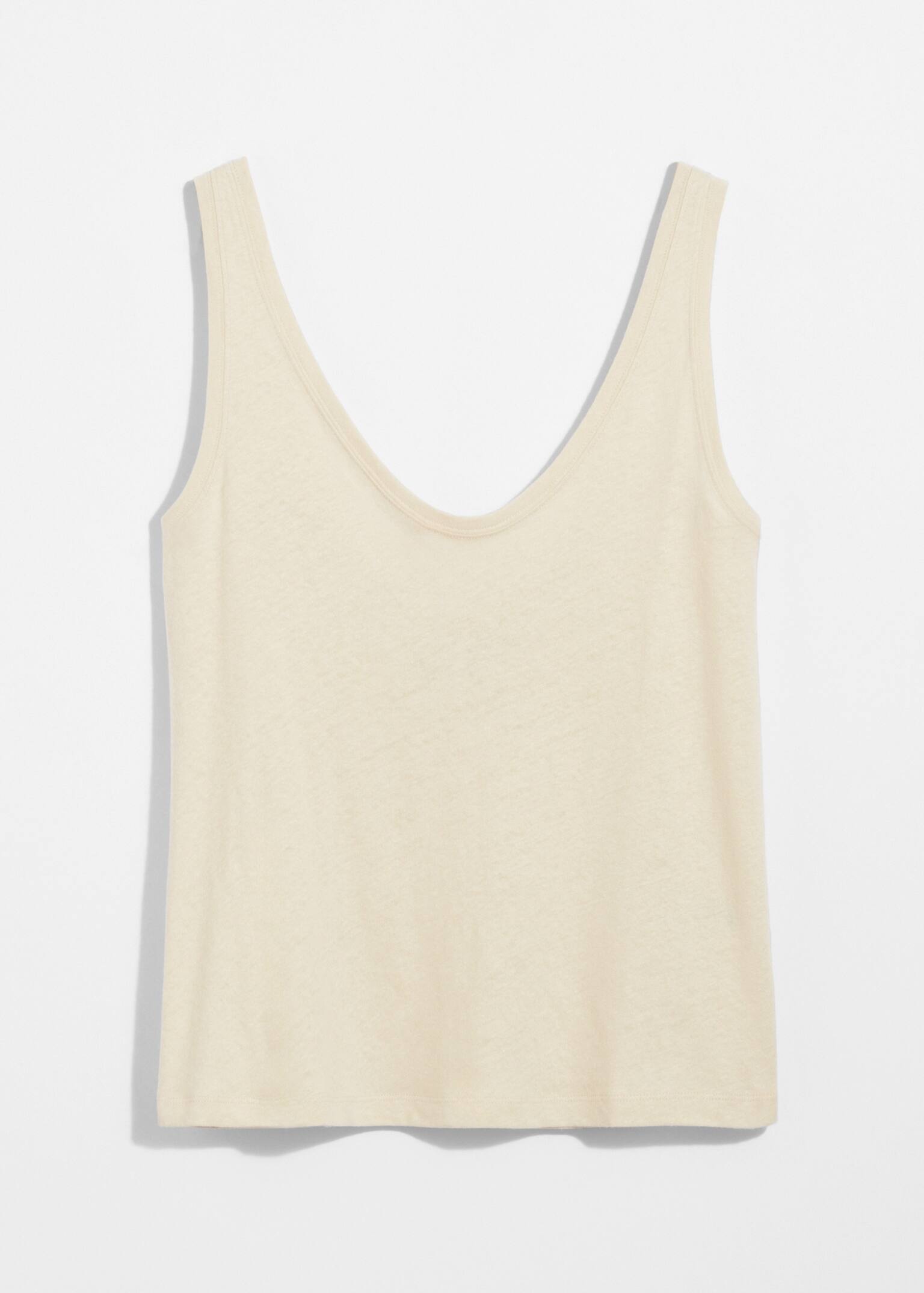 Linen-Blend Tank Top - בז' - 1