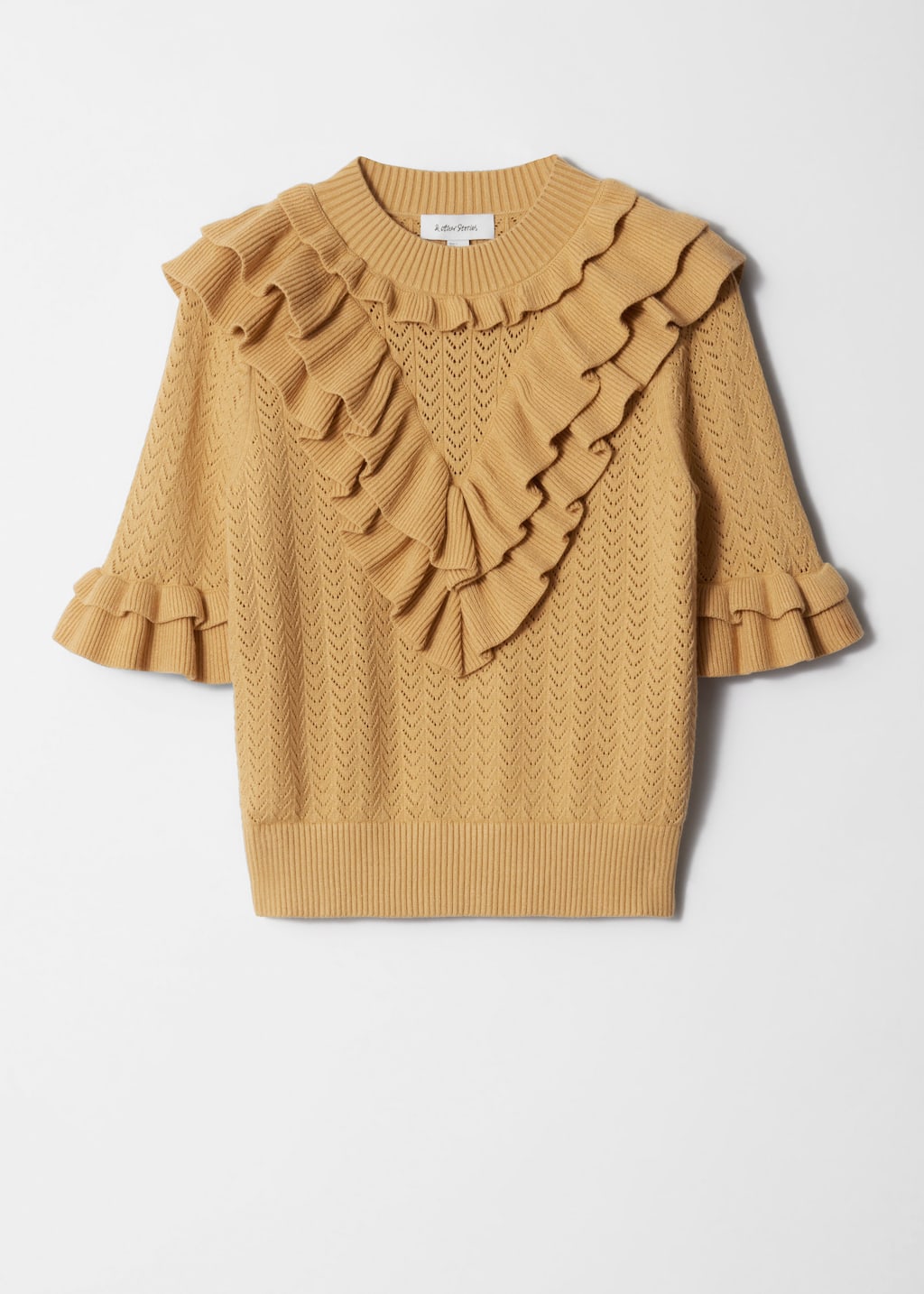 Image of Pointelle-Knit Ruffle Top