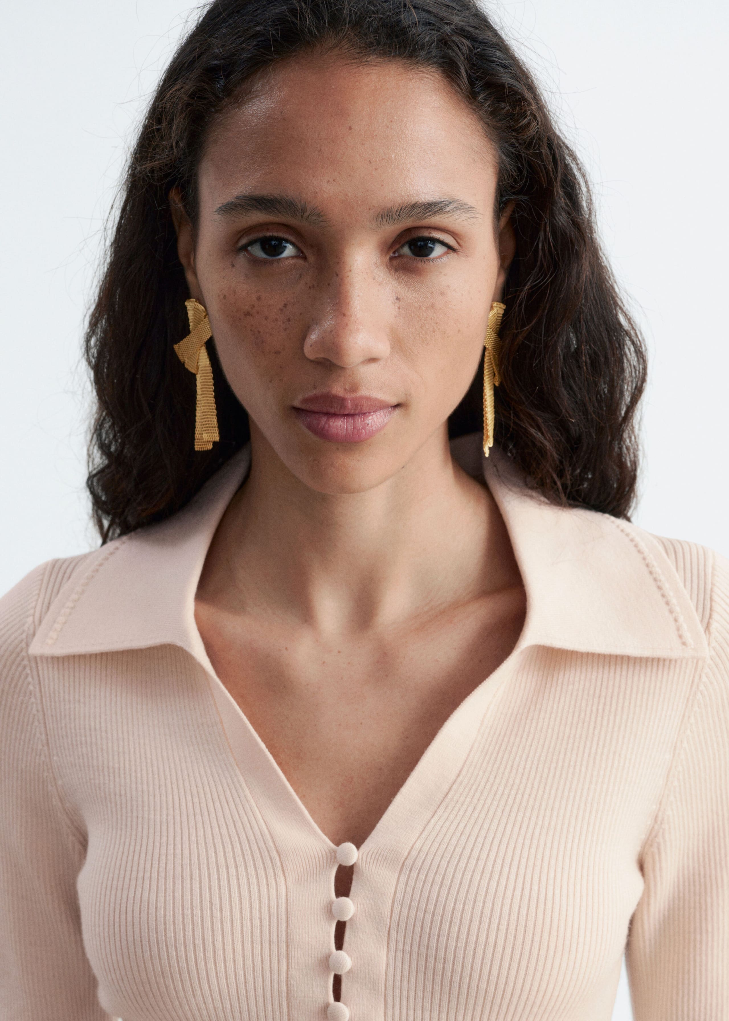 Button-Detail Wool Top - Cream - Lookbook
