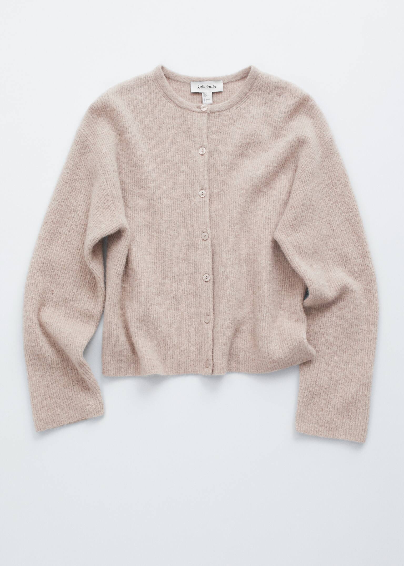 Alpaca-Blend Knitted Cardigan - Mole/Burgundy Melange/Dusty Pink/Grey/White/Taupe Brown - 2