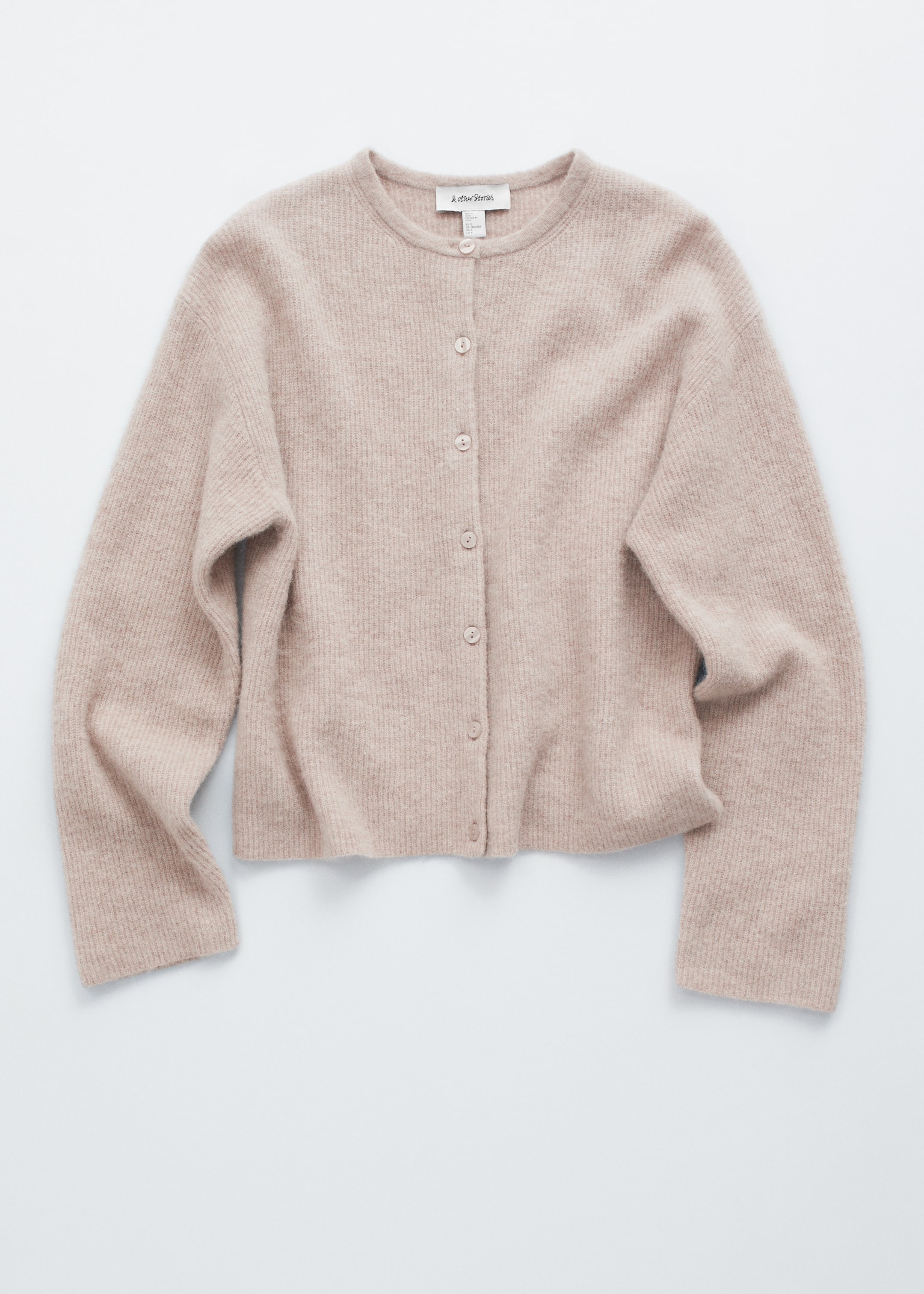 Alpaca-Blend Knitted Cardigan - Mole/Grey/Burgundy Melange/Taupe Brown/White/Dusty Pink - 2