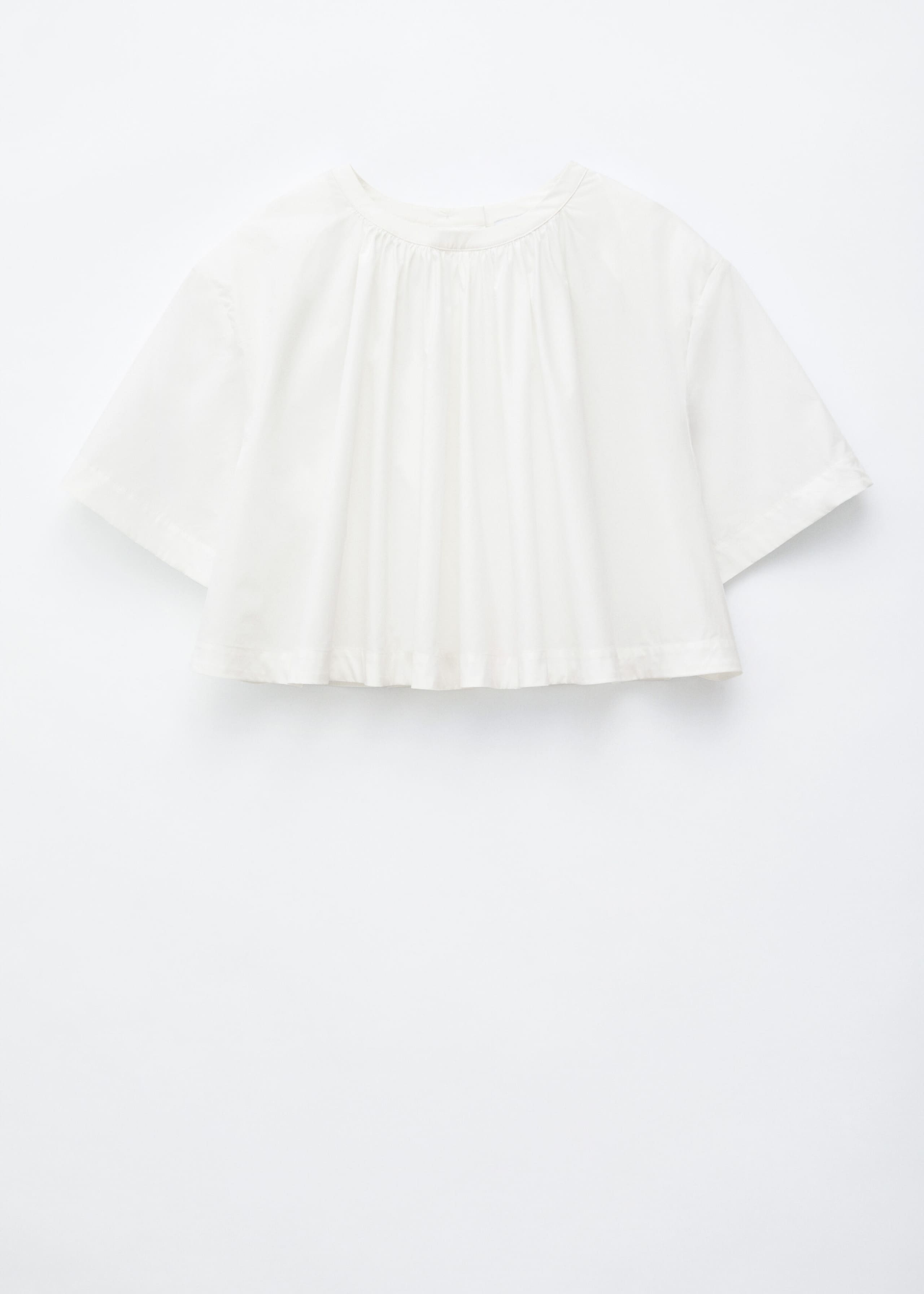 Gathered Cotton Crop Blouse - White - Still Life