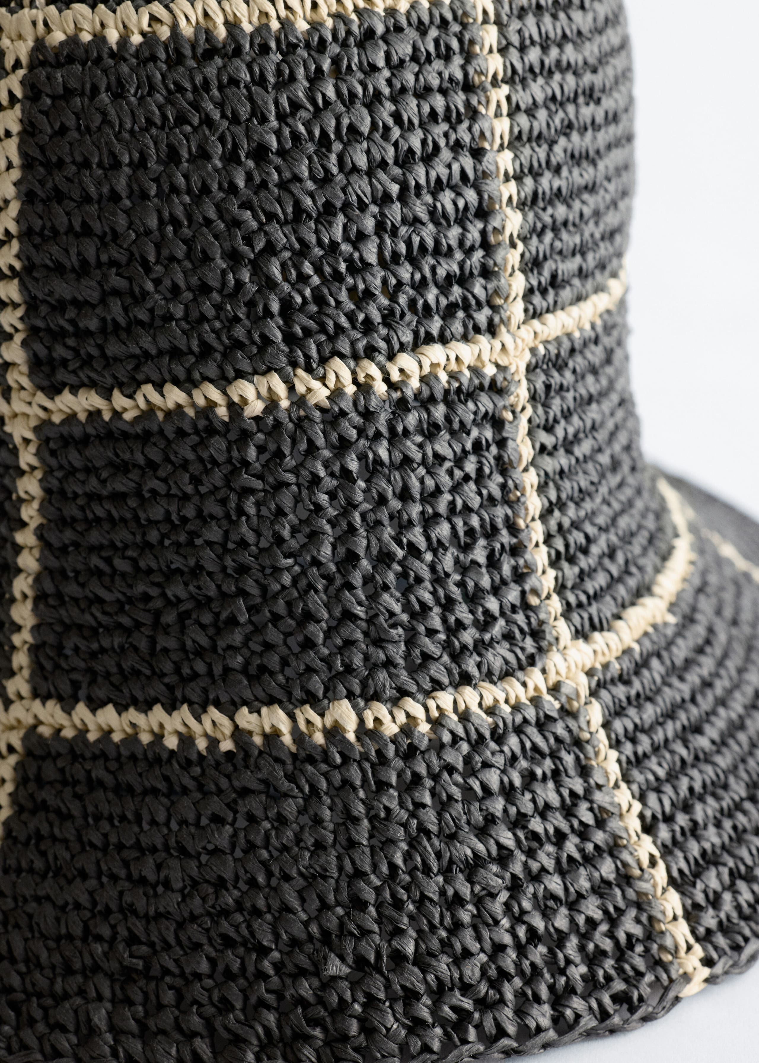 Woven Straw Bucket Hat - Black - Still Life
