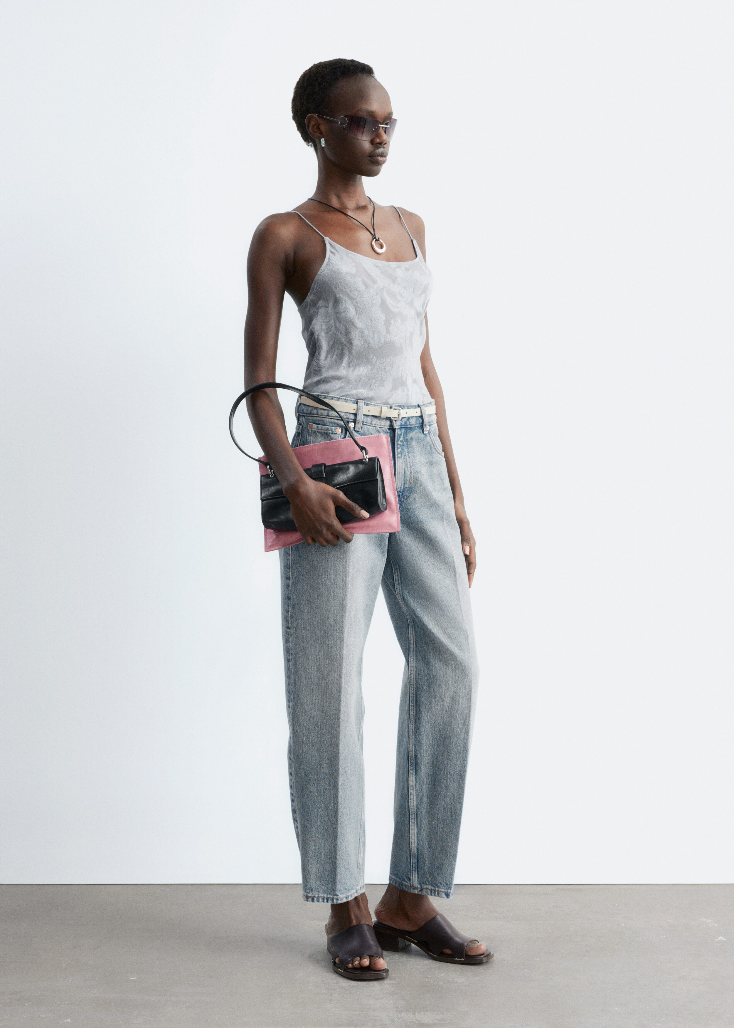 Sheer Satin Jacquard Camisole - Grey - & Other Stories US