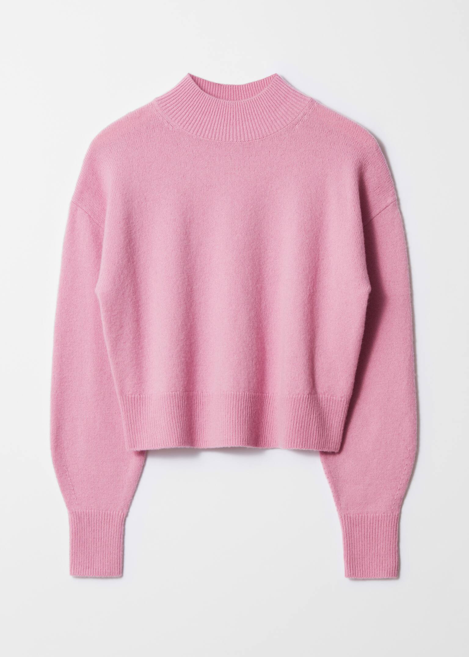 Mock Neck Jumper - Pink/Dark blue/Light yellow
