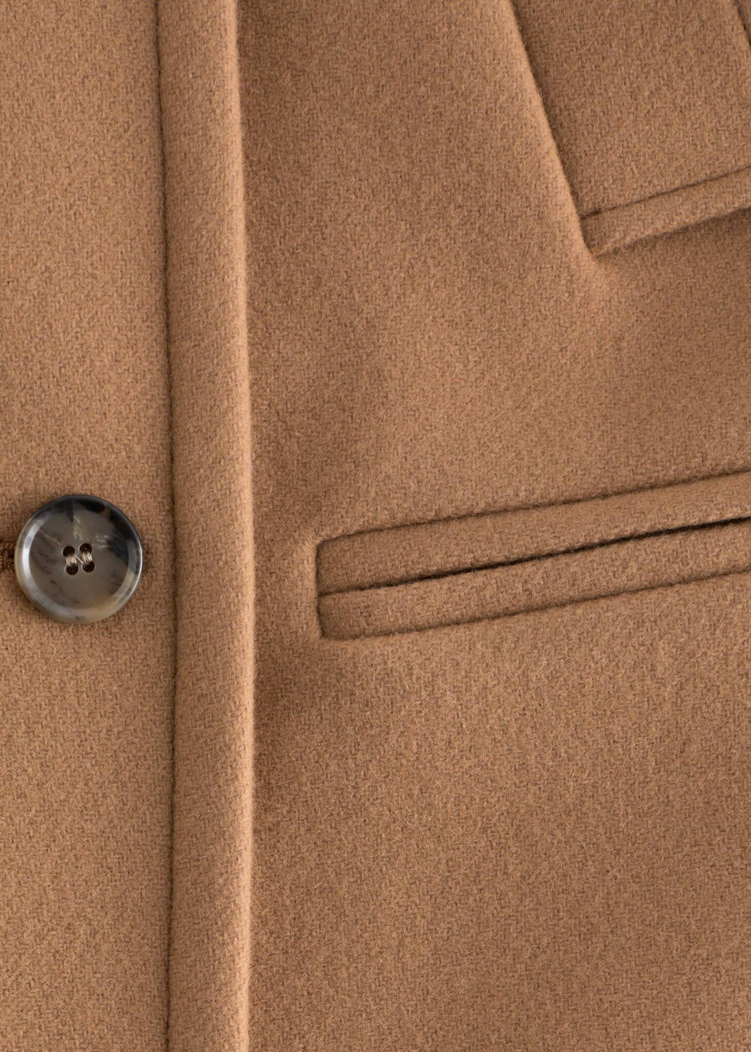 Tailored Wool Pea Coat - Dark Beige/Navy - 8
