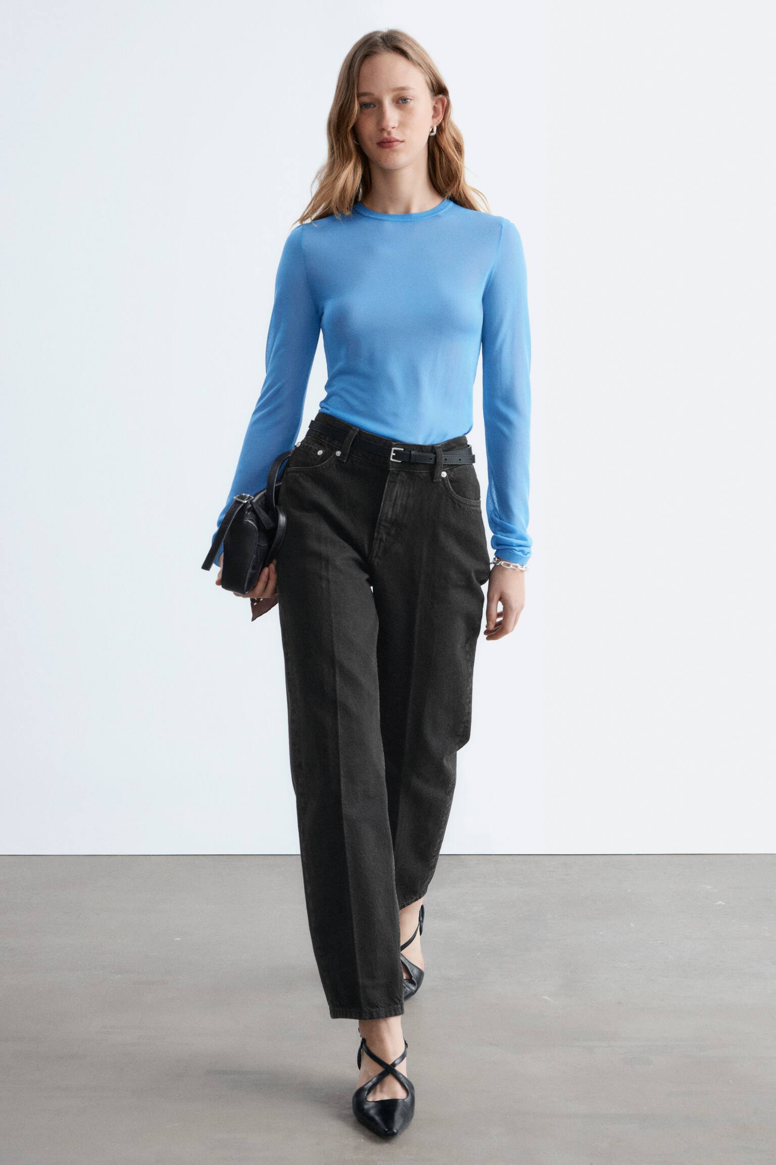 חולצה דקה בסריגה צפופה - 7