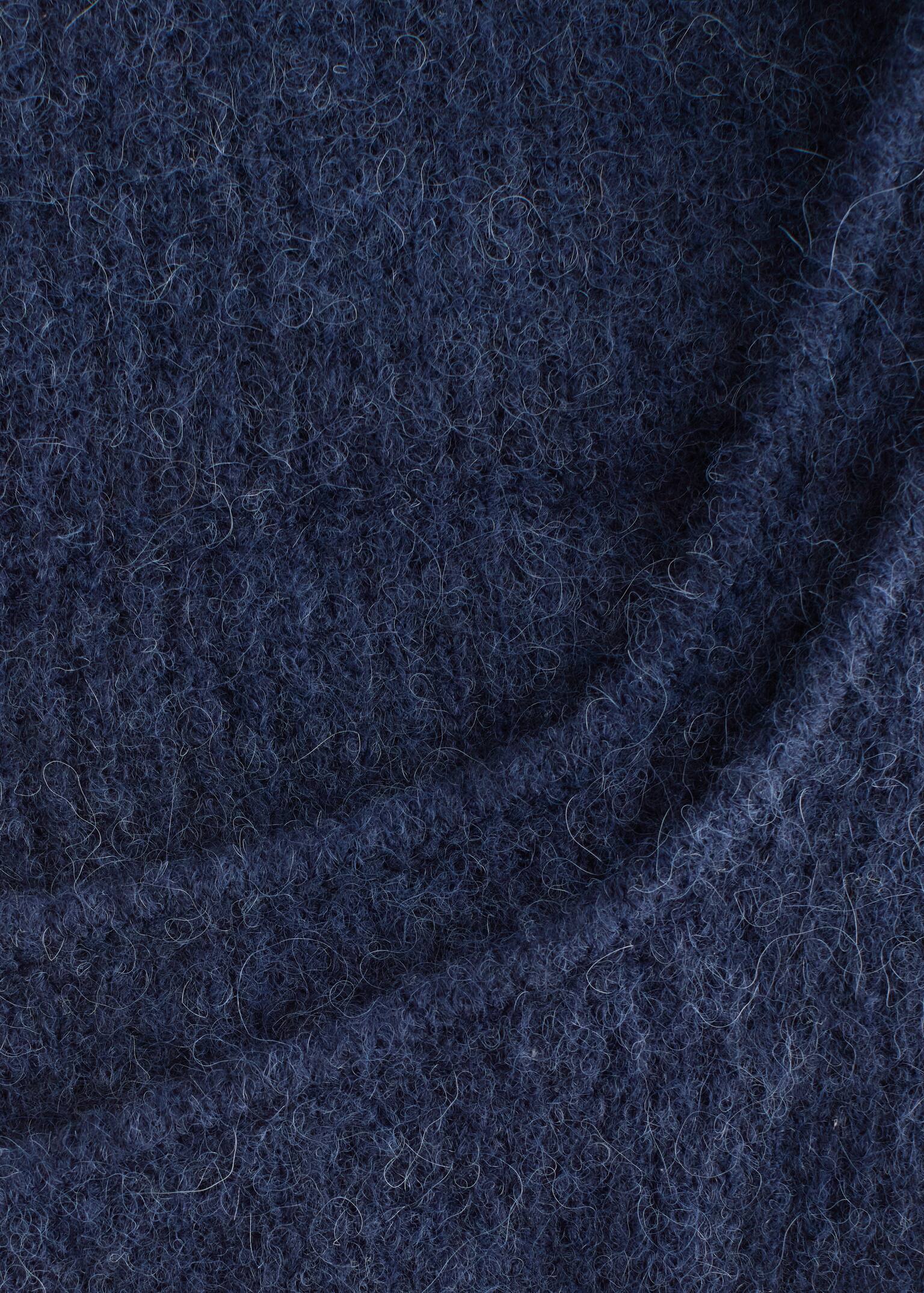 Alpaca-Blend Rib-Knit Hood Scarf - Dark Blue/Grey Melange - 3