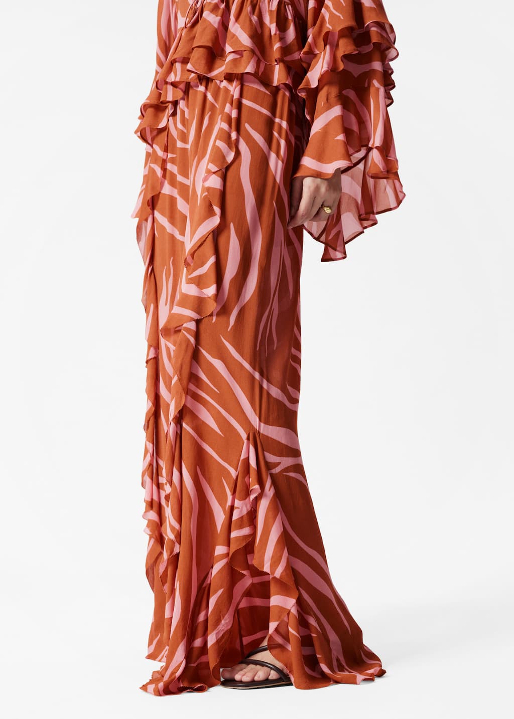 Image of Frilled Wide-Leg Trousers
