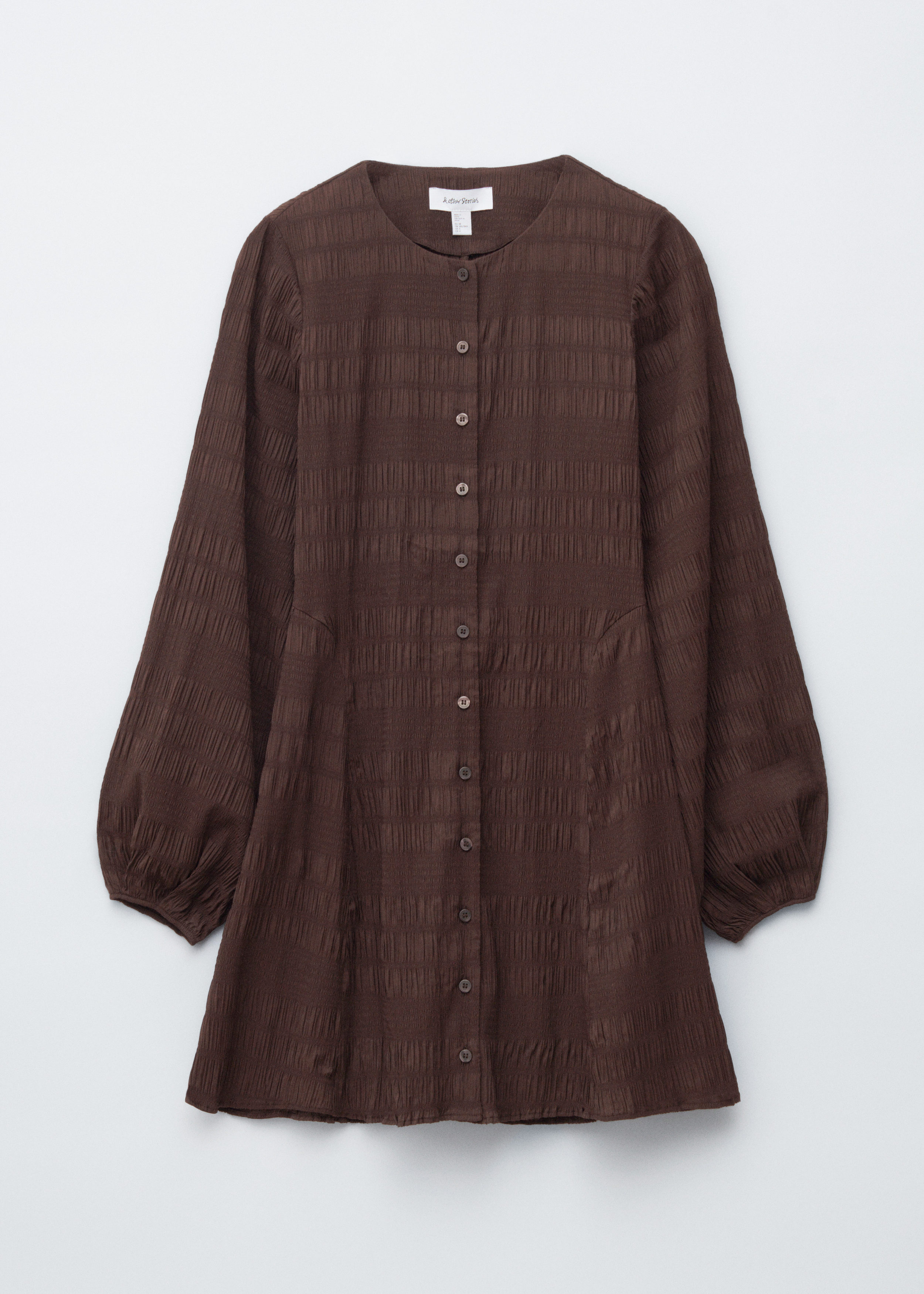 Smocked Balloon-Sleeve Mini Dress