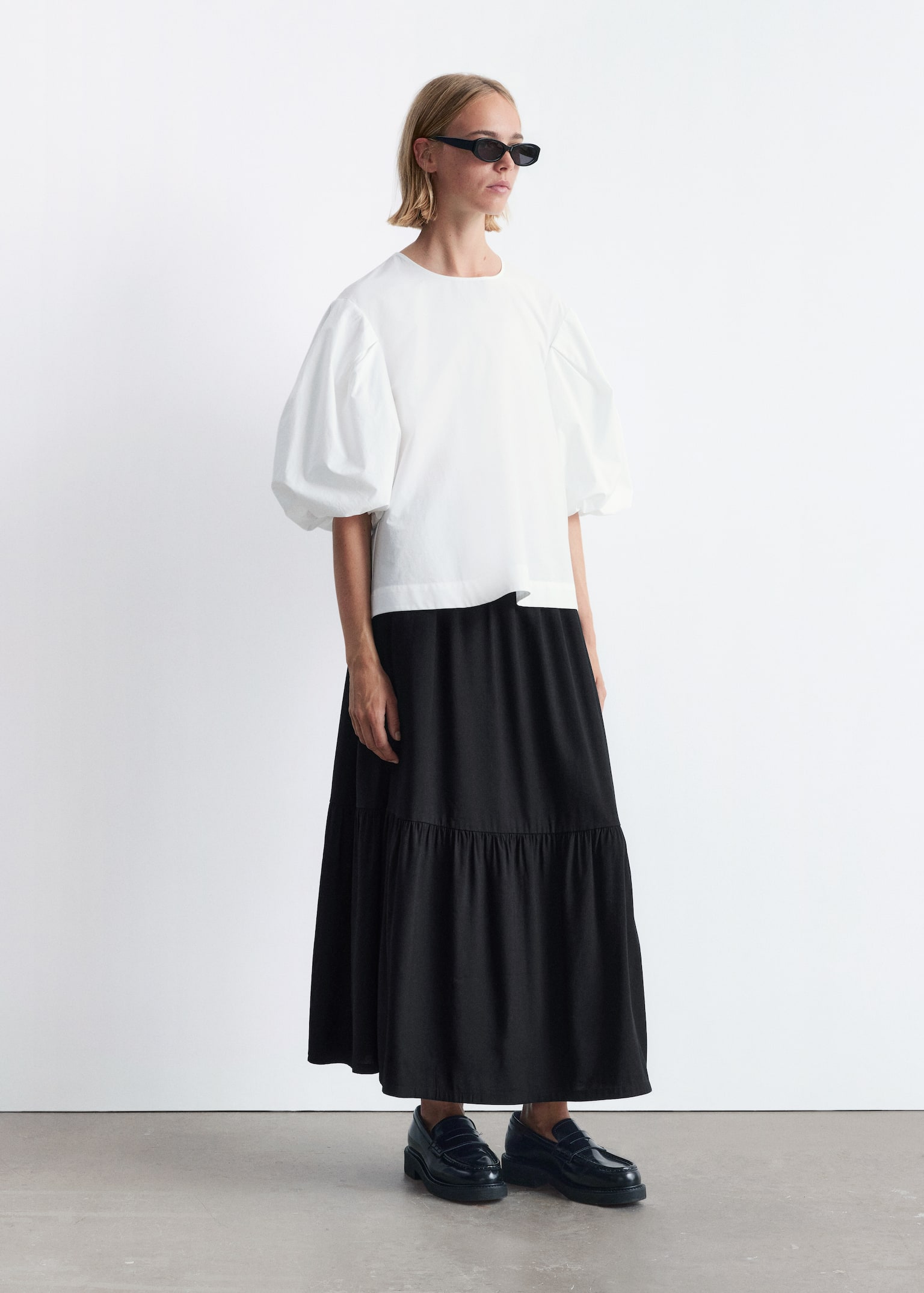 Tiered Midi Skirt - Black - 4