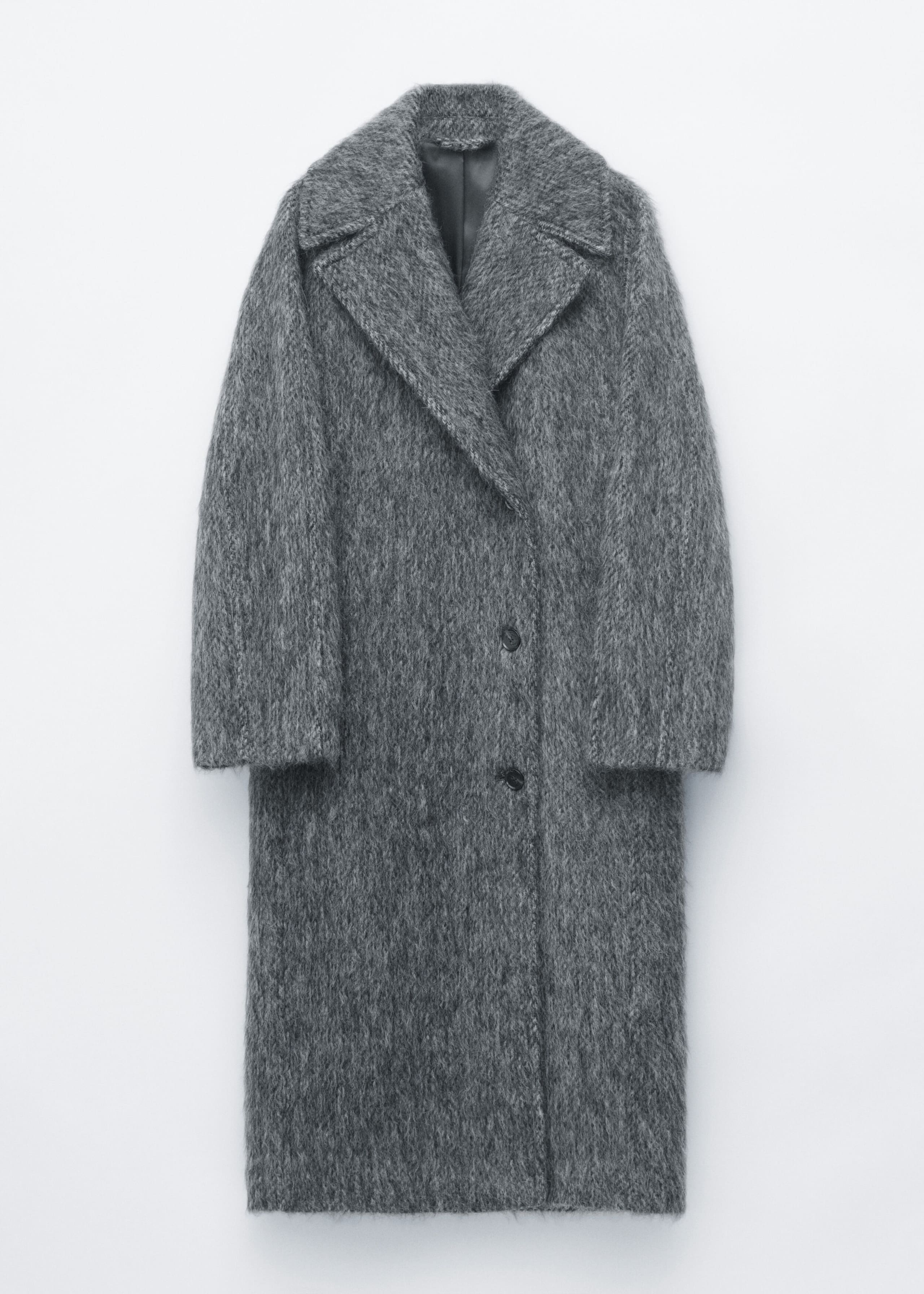 Brushed Wool-Blend Coat Grey Melange