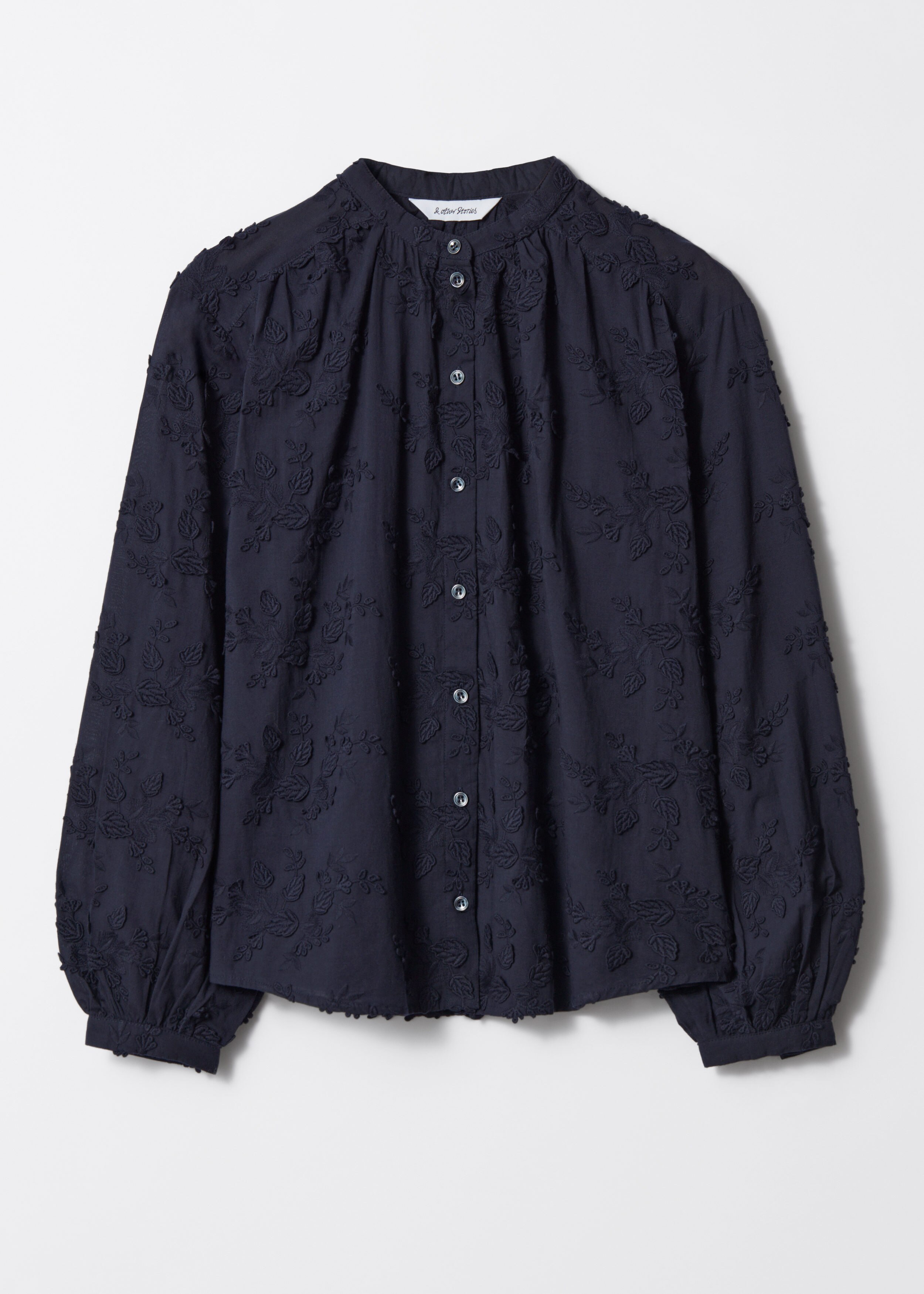 新品　未使用　yori Volume Gathered Blouse Voluminous Floral-Appliqué Blouse - Navy - & Other Stories US