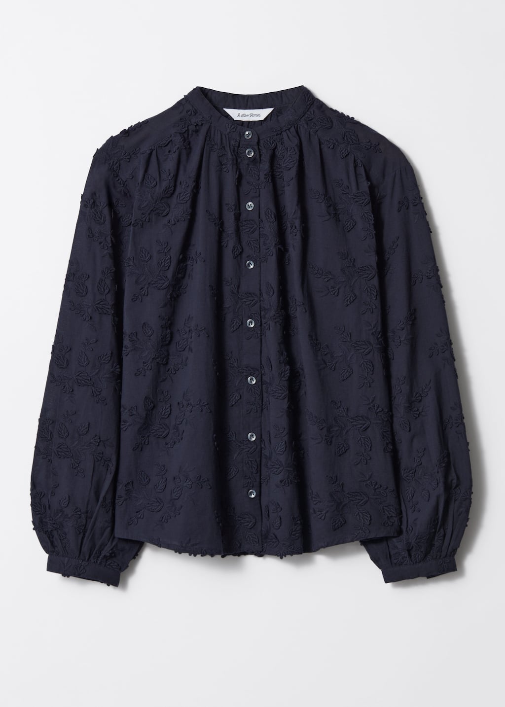 Image of Voluminous Floral-Appliqué Blouse