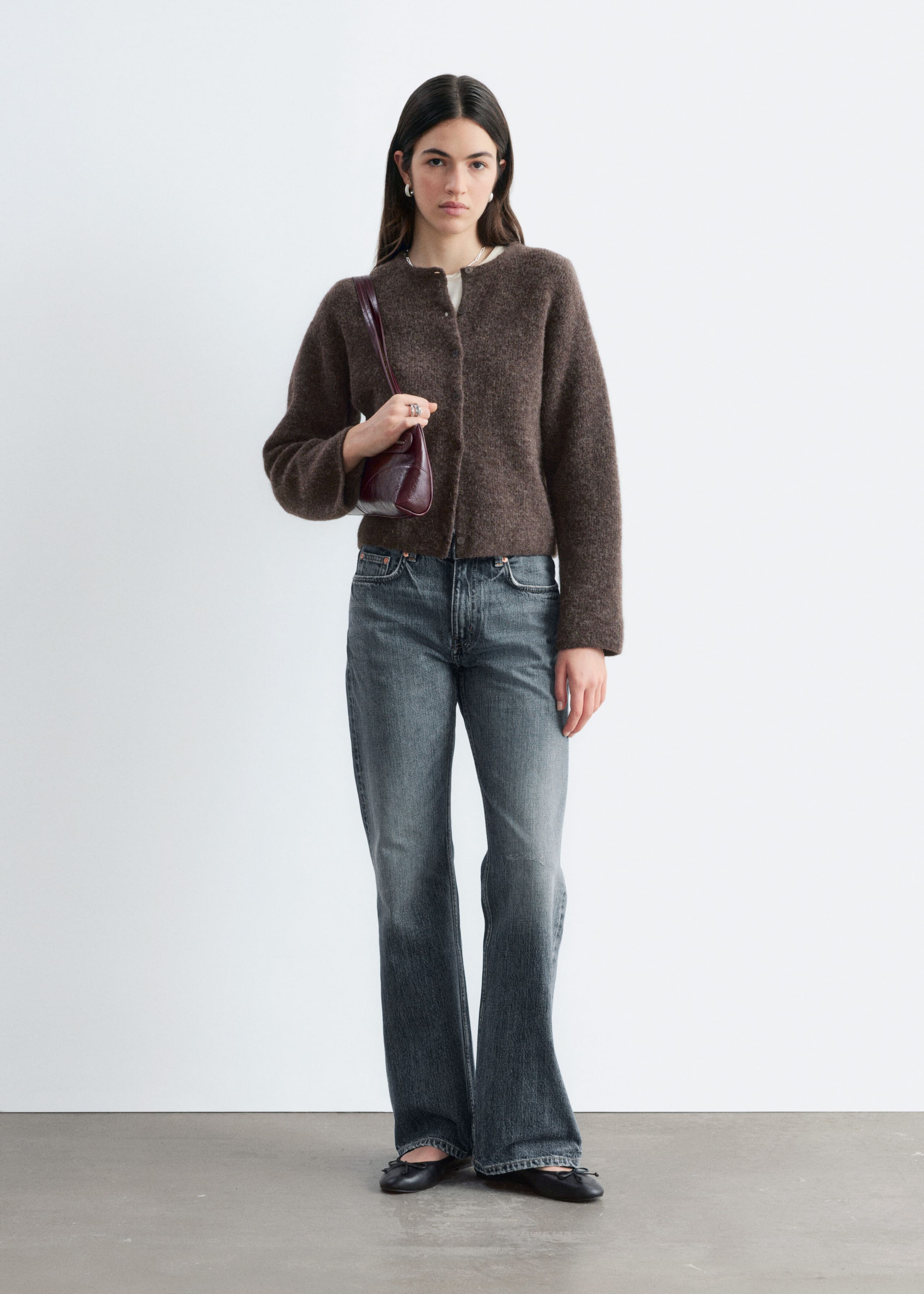 Alpaca-Blend Knitted Cardigan - Taupe Brown - Lookbook