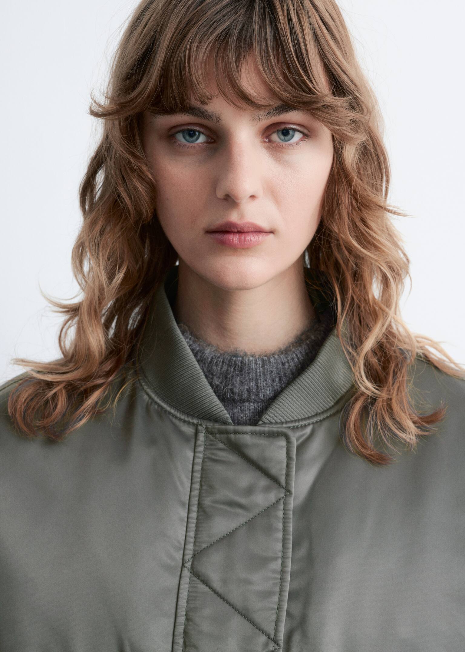 Padded Bomber Jacket - Dark grey/Beige - 4