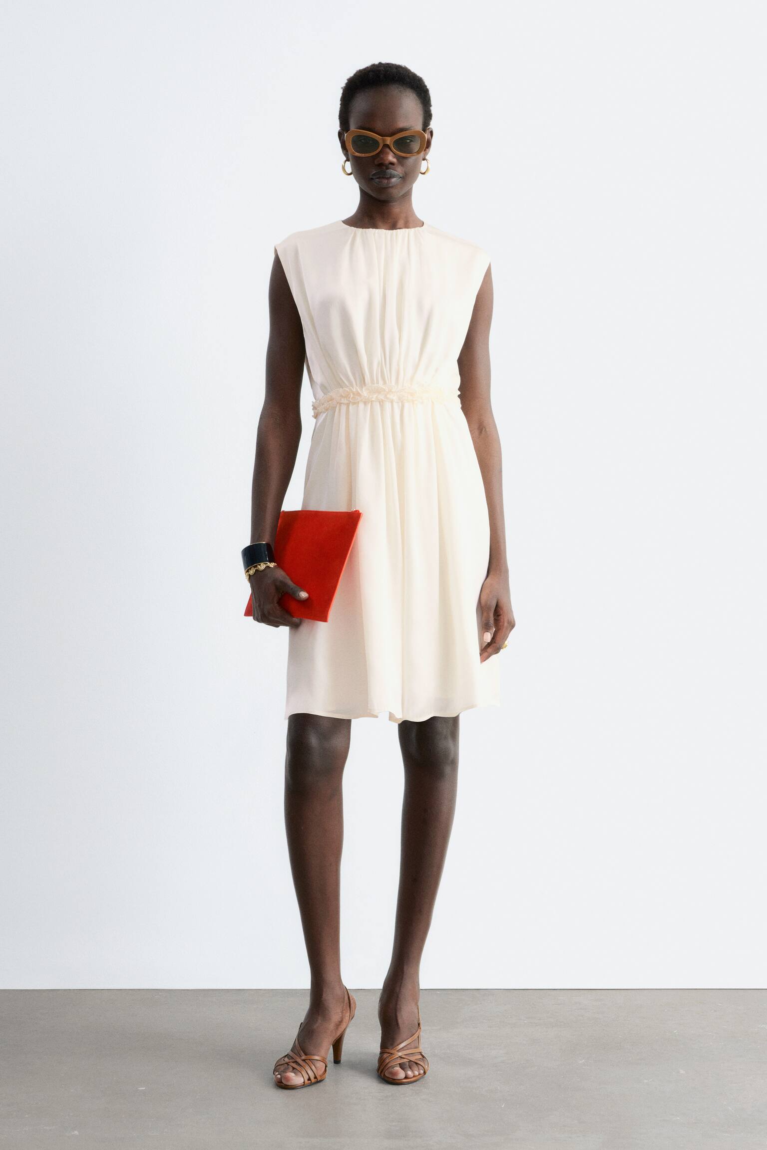 Minivestido de seda fruncido-Blanco - 7