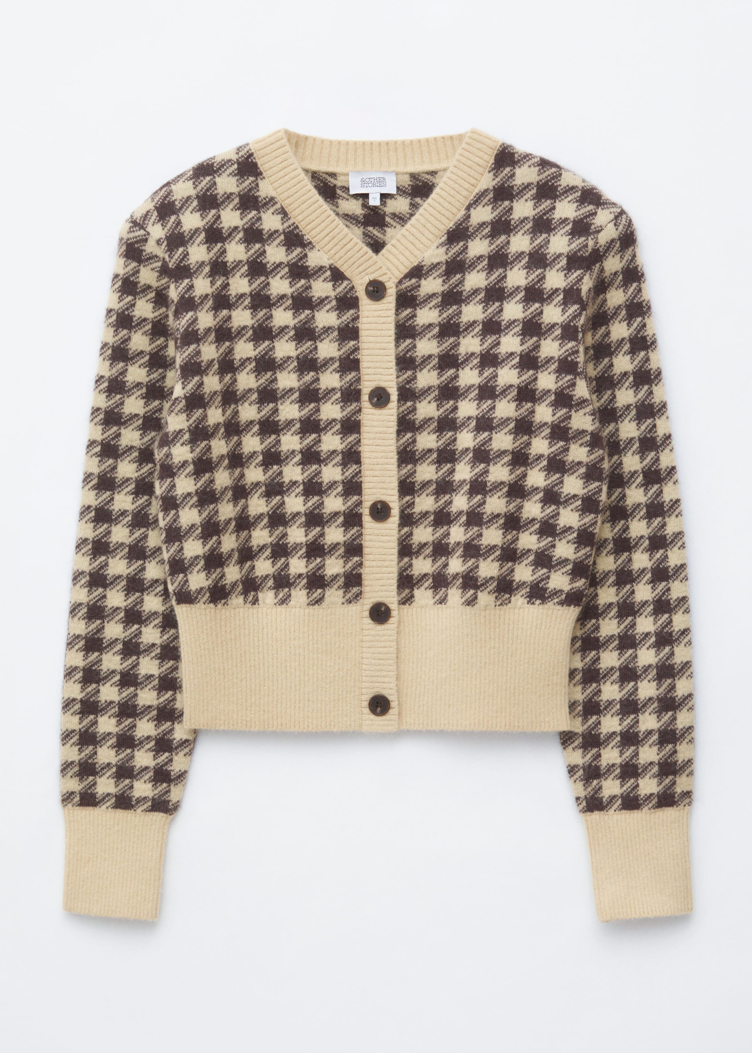 Mohair-Blend Jacquard Cardigan - Cream/Brown - Still Life