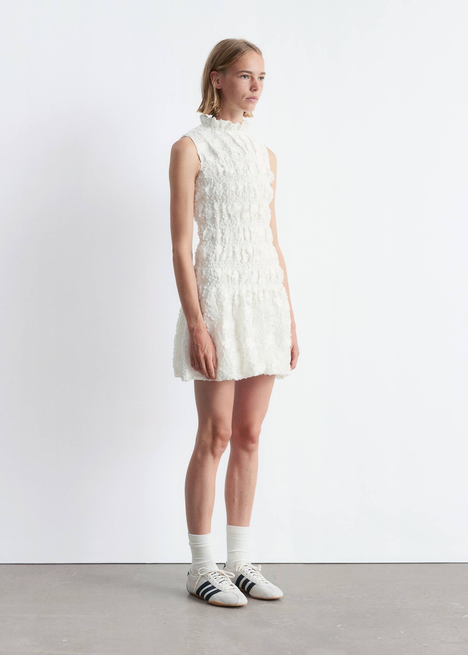 Rochie mini smock - Alb/Galben/Model floral - 6