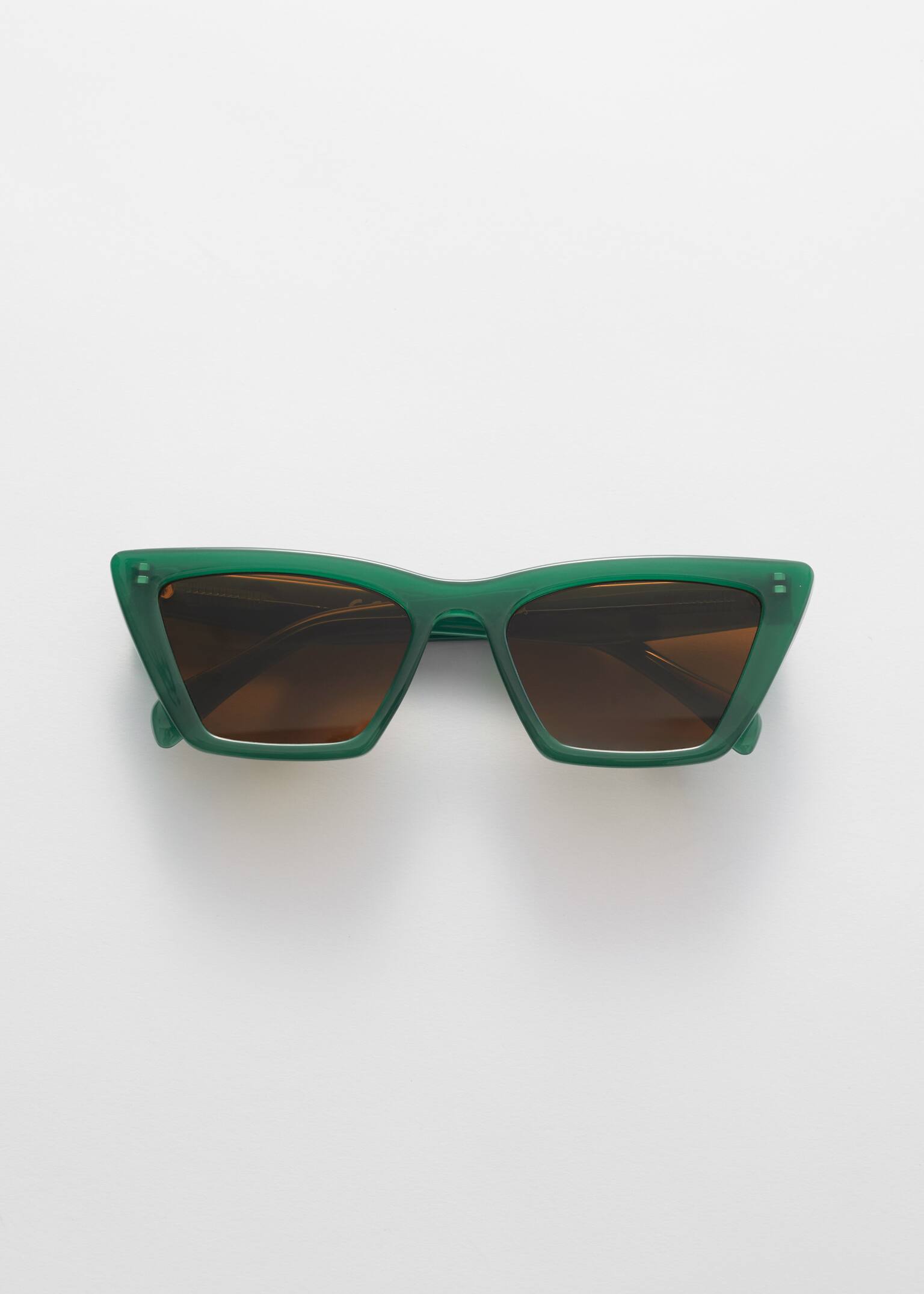 Angular Cat Eye Sunglasses - Zielony/Czarny/Czarny/Jasnopomarańczowy/Brązowy
