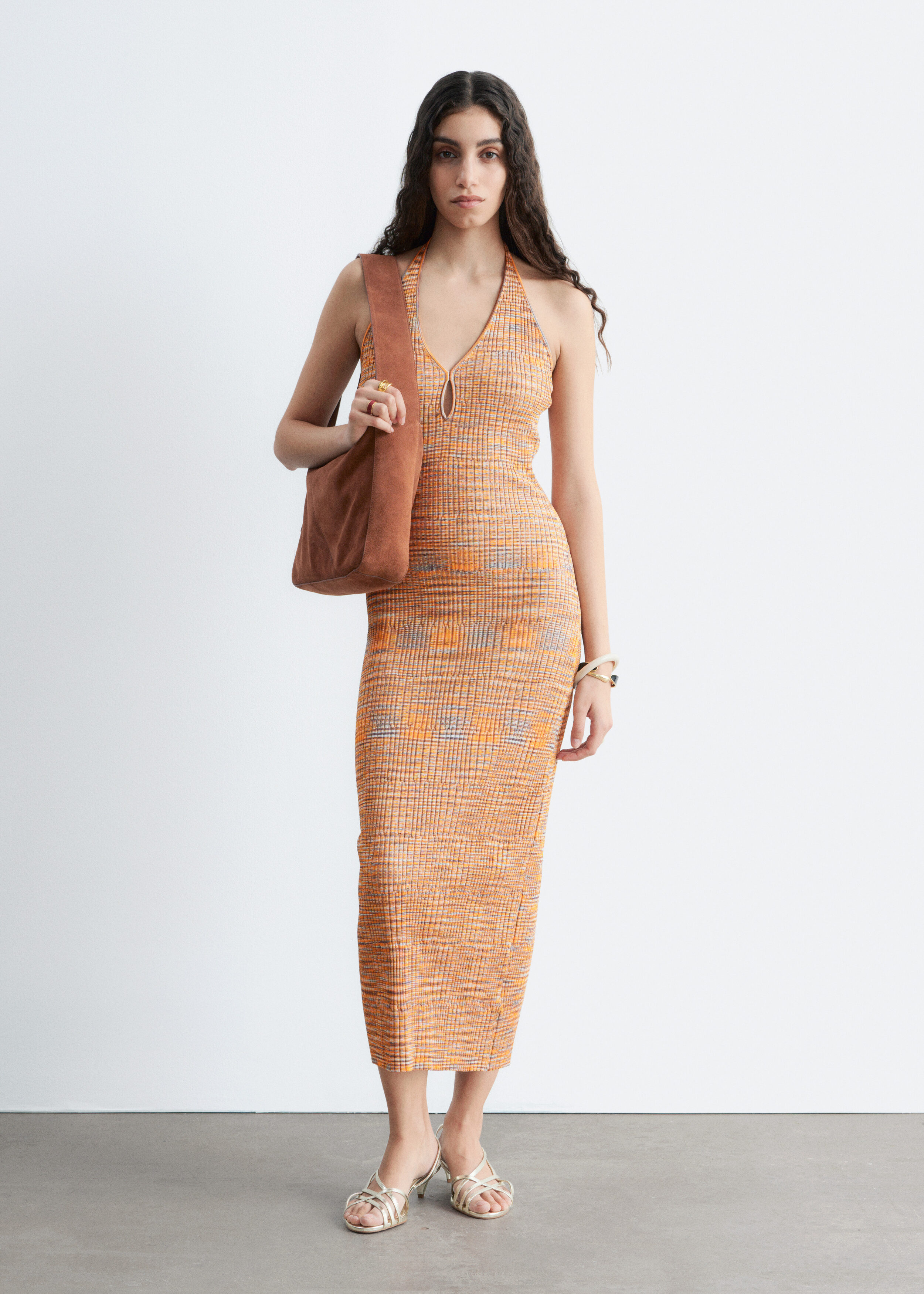 gathered halter dress other stories Halterneck Midi - Khaki Green - Midi dresses investment trench coat luxury