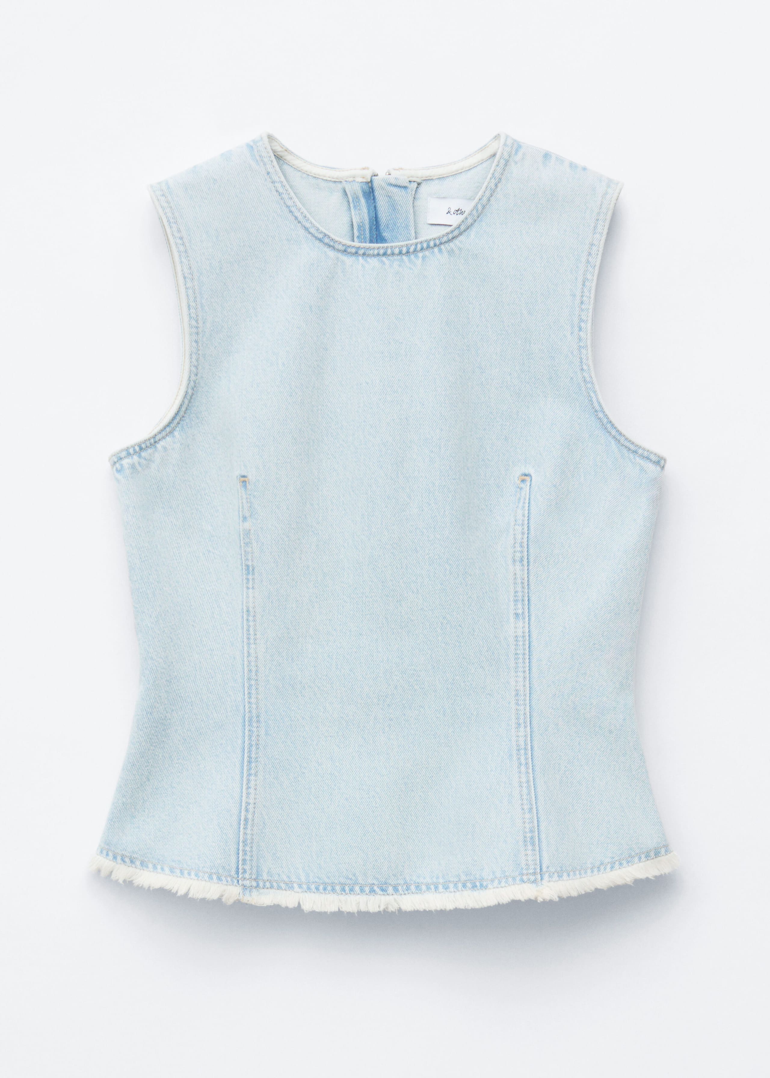 Haut en jean à ourlet brut - Bleu clair - Lookbook