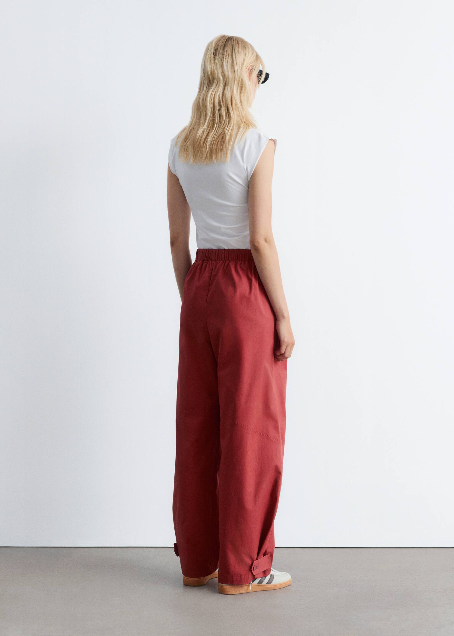 Pantalon parachute à enfiler - Rouge foncé - 3