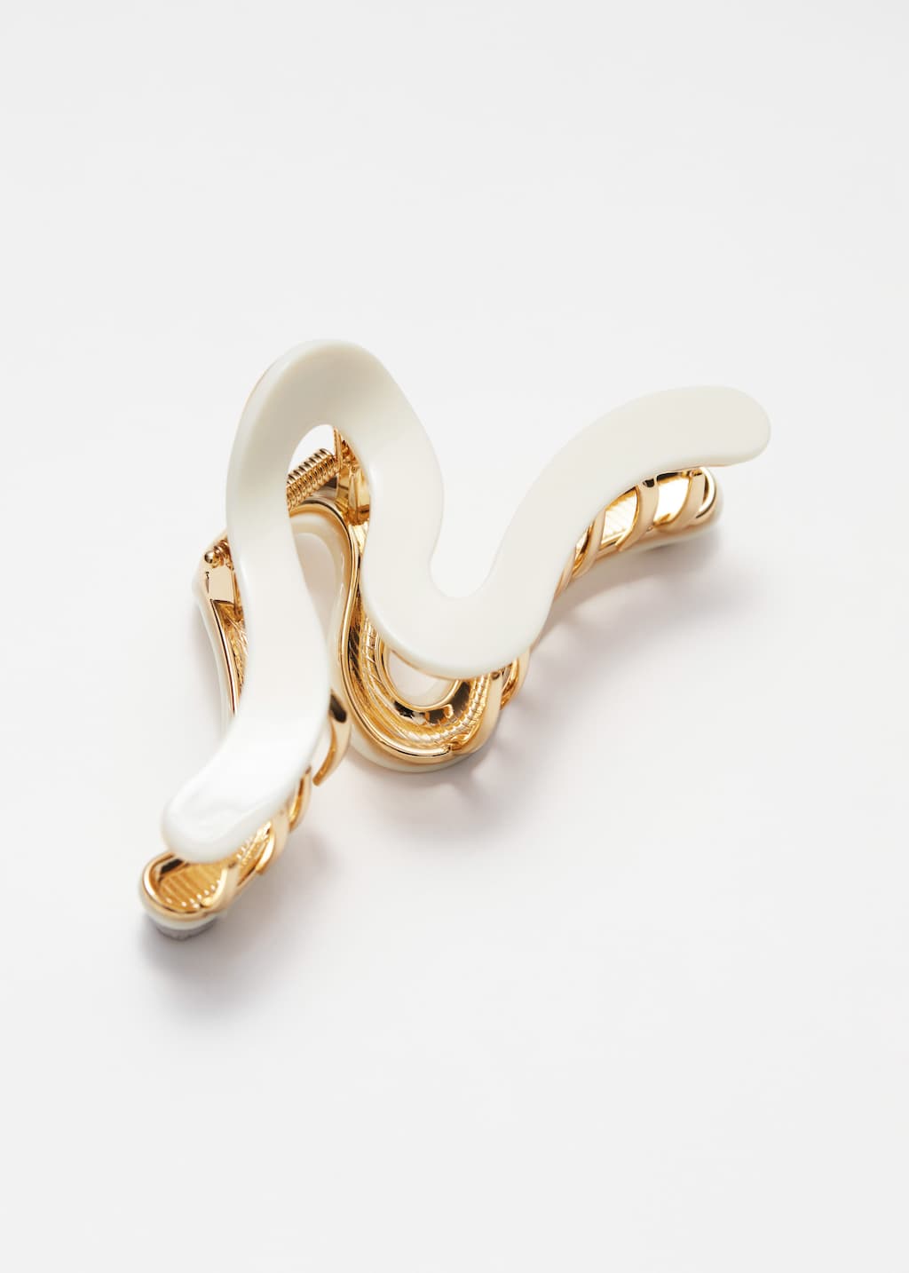 Pinza per capelli dal design sinuoso - Beige chiaro - Natura morta