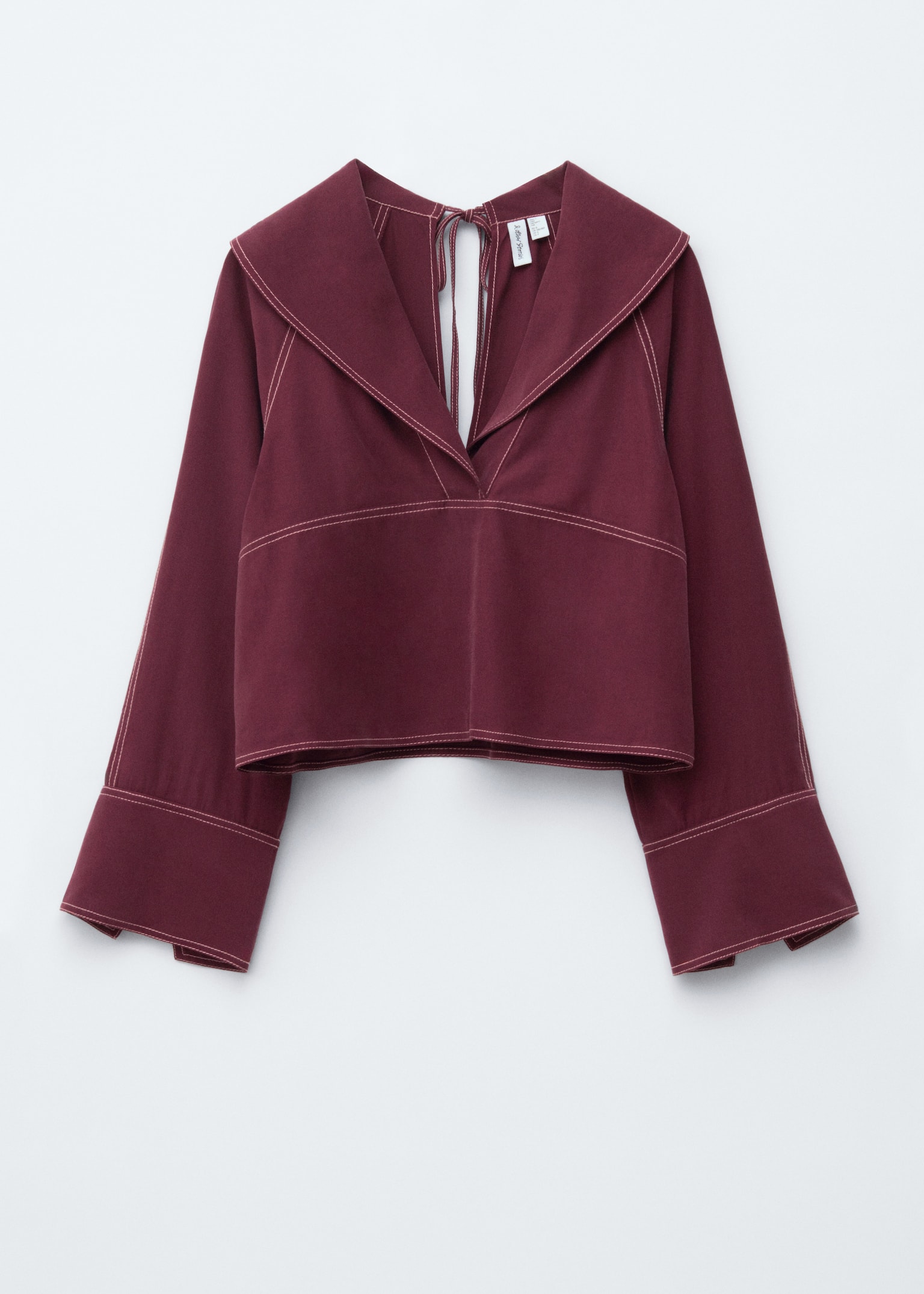 Bluse med sjømannskrage - Mørkerød - 2