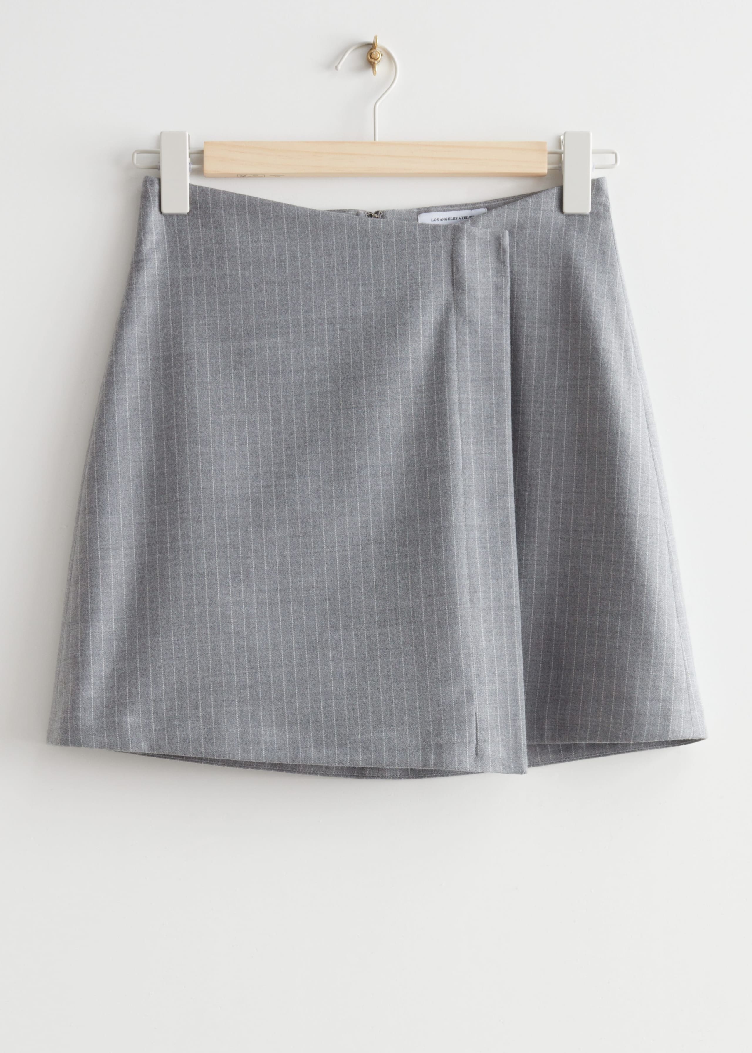 Asymmetric Mini Skirt - Grey Pinstripe - Still Life