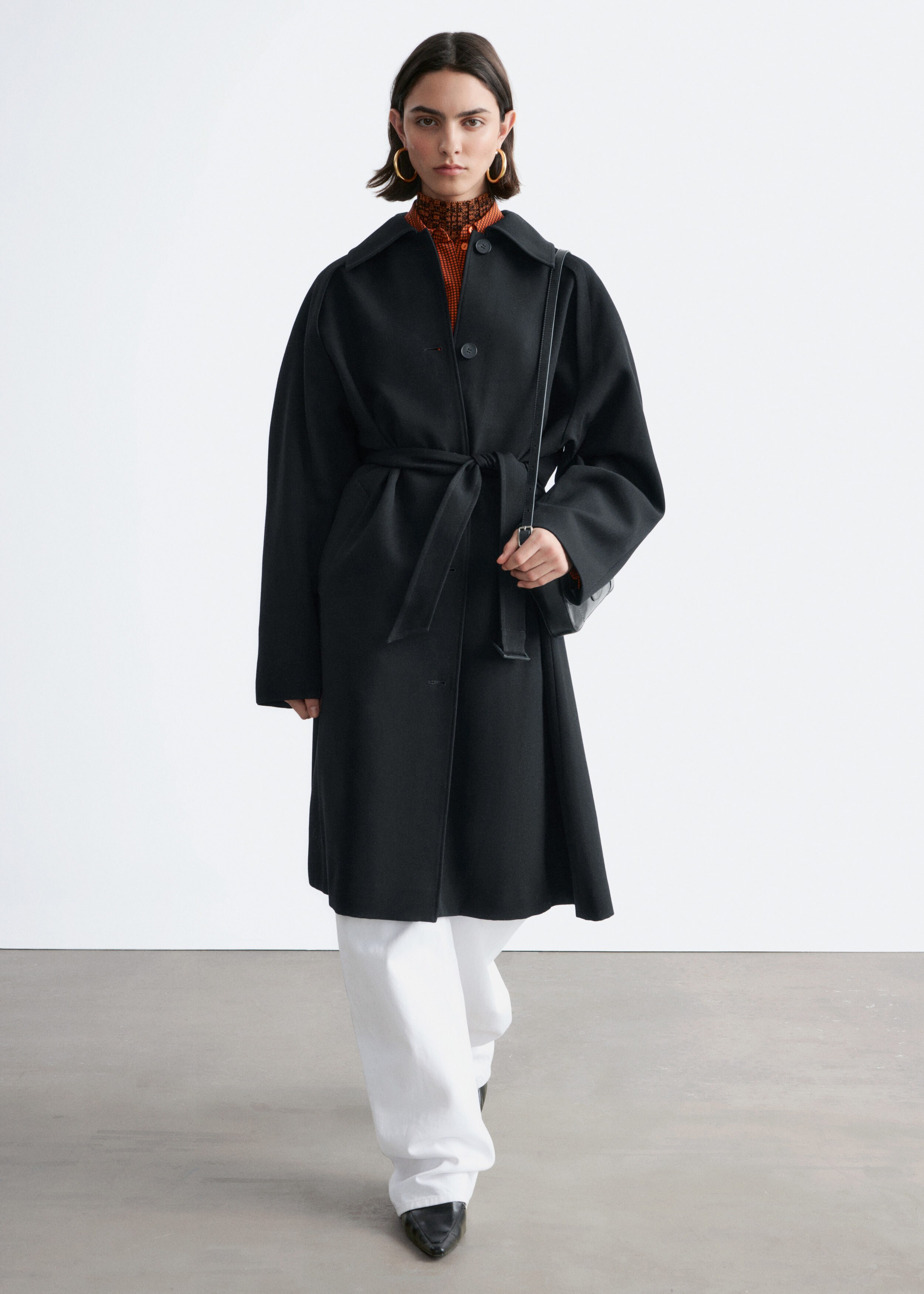 【美品】＜H＞ AETHTETIC BELTED COAT/コート Tie-Belt Wool Trench Coat - Black - Coats - & Other Stories US