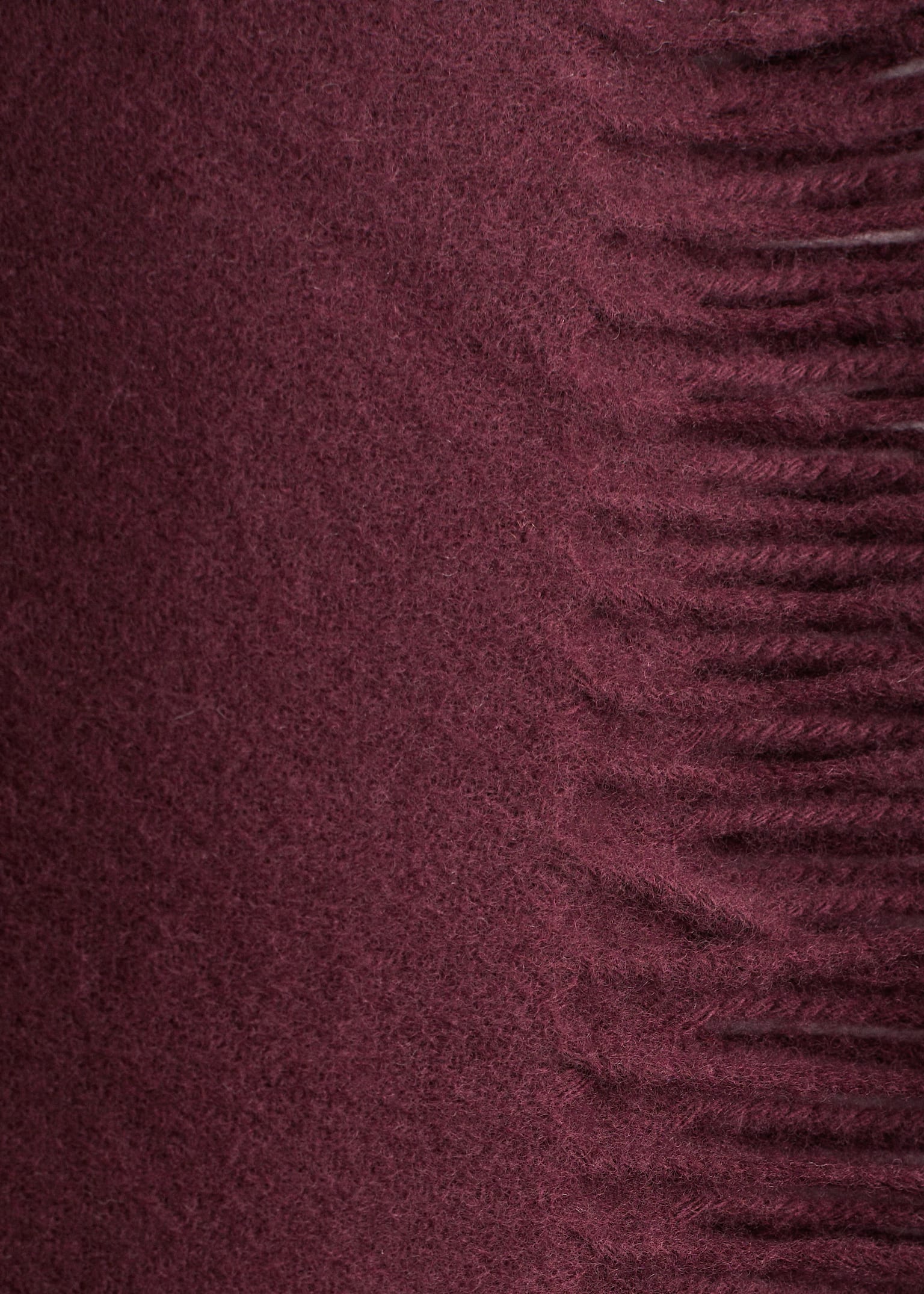 Fringed Wool Blanket Scarf - Burgundy/Ruby Red/Light Yellow - 3