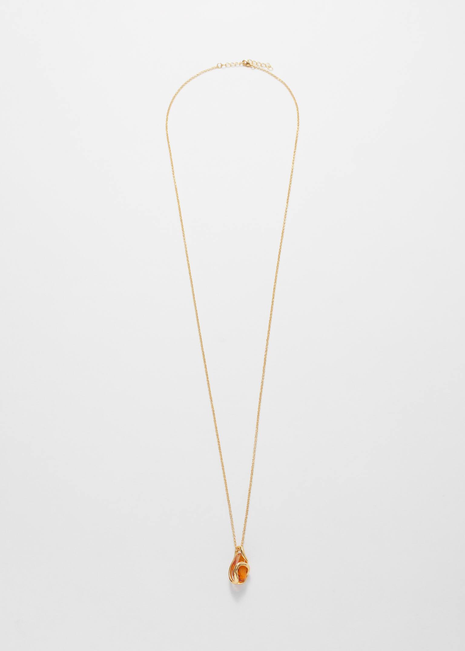 Collier avec pendentif à pierre en verre - Doré