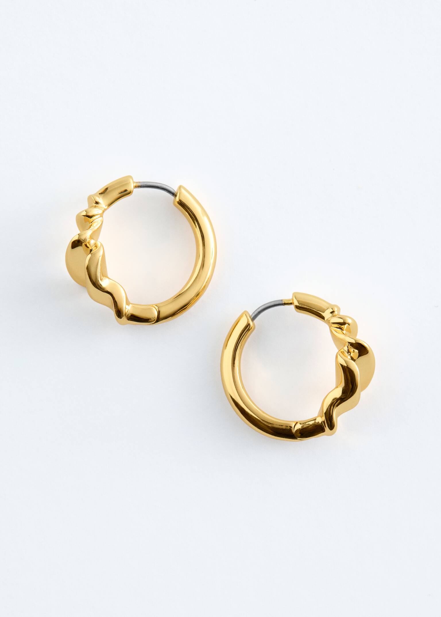Wrinkled-Look Small Hoop Earrings - Gold/Silver