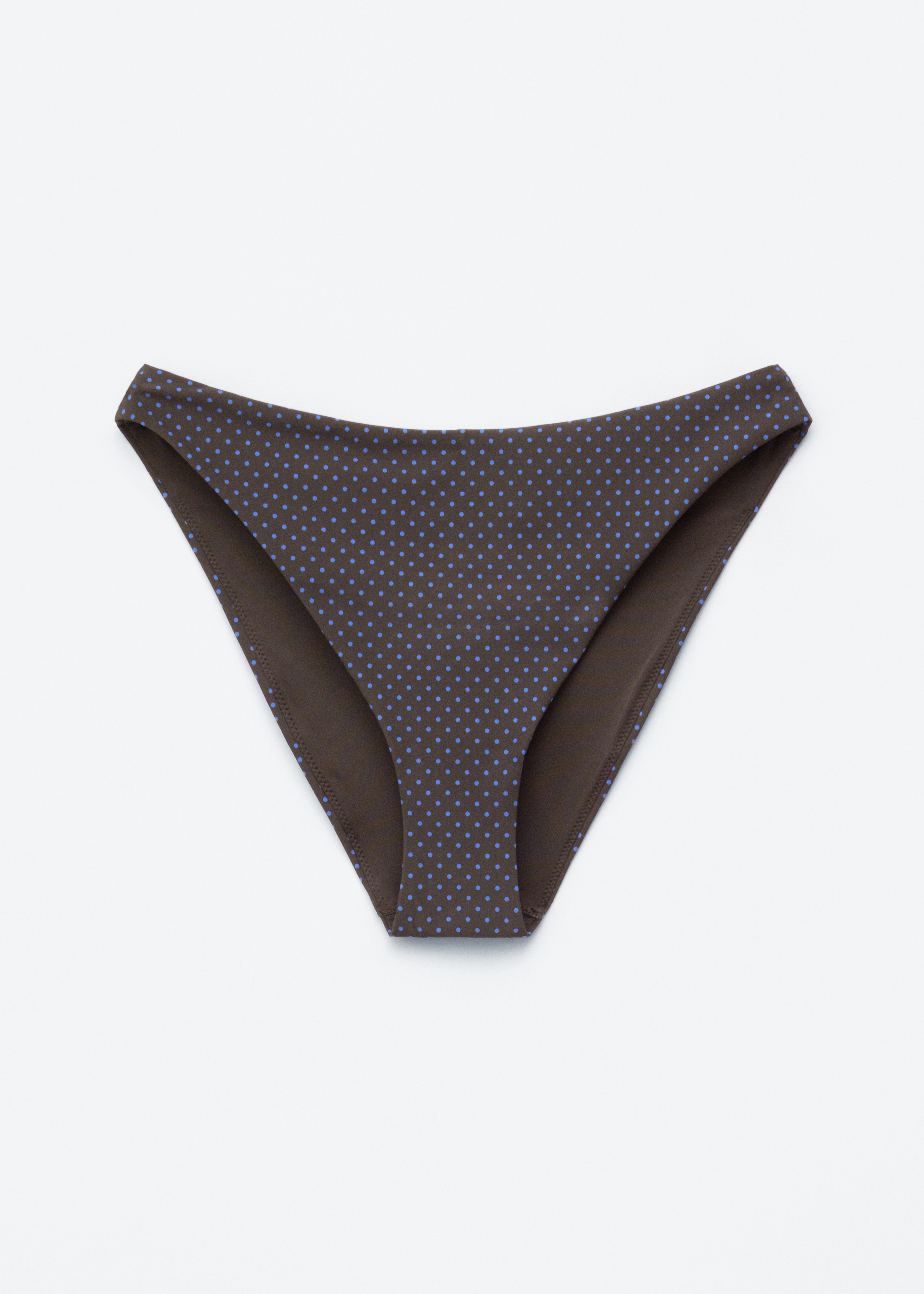Magas derekú bikini alsó - Sötétbarna/Kék pöttyök/Fekete