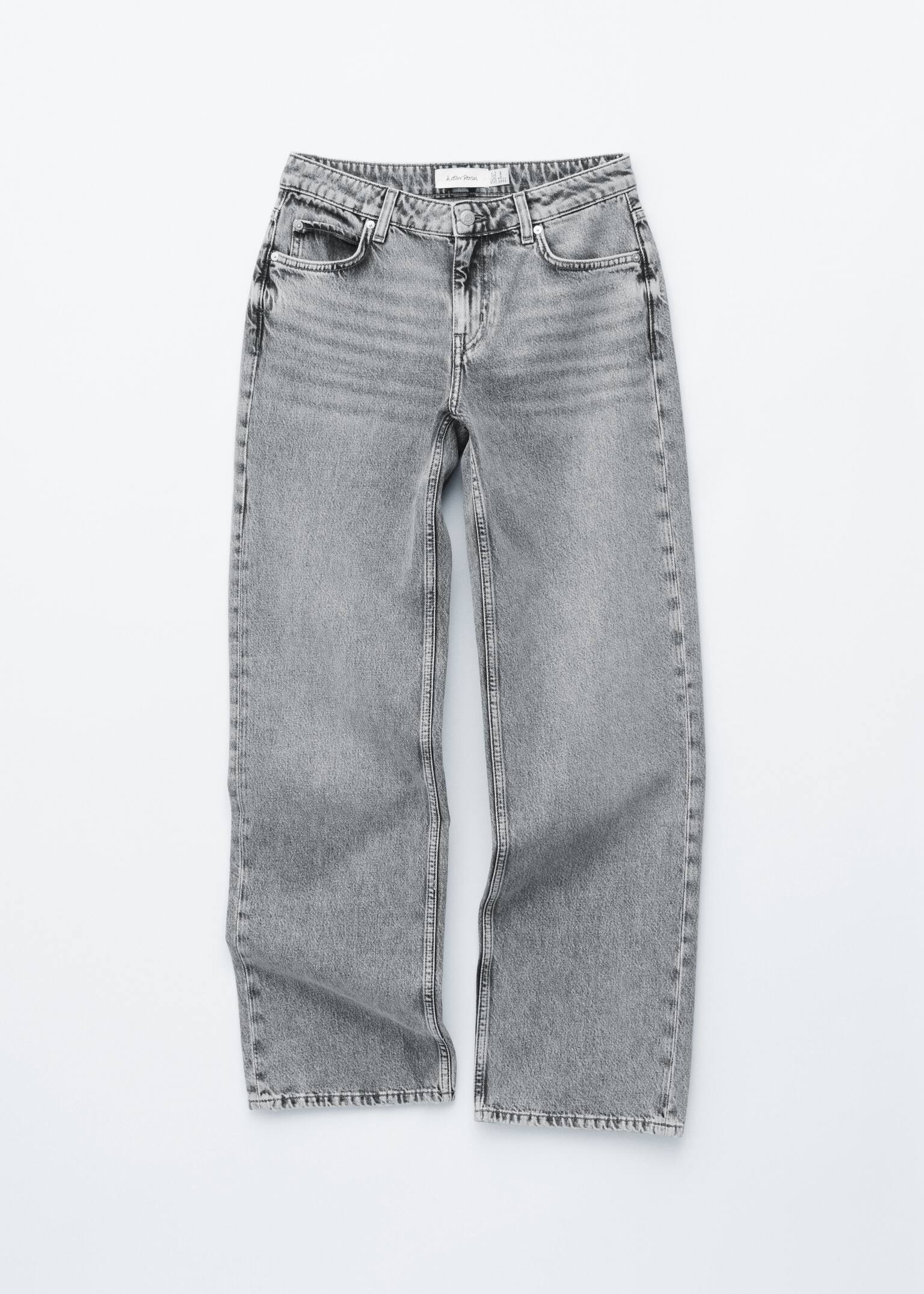 Дънки с прав крачол - Светло сиво - 2