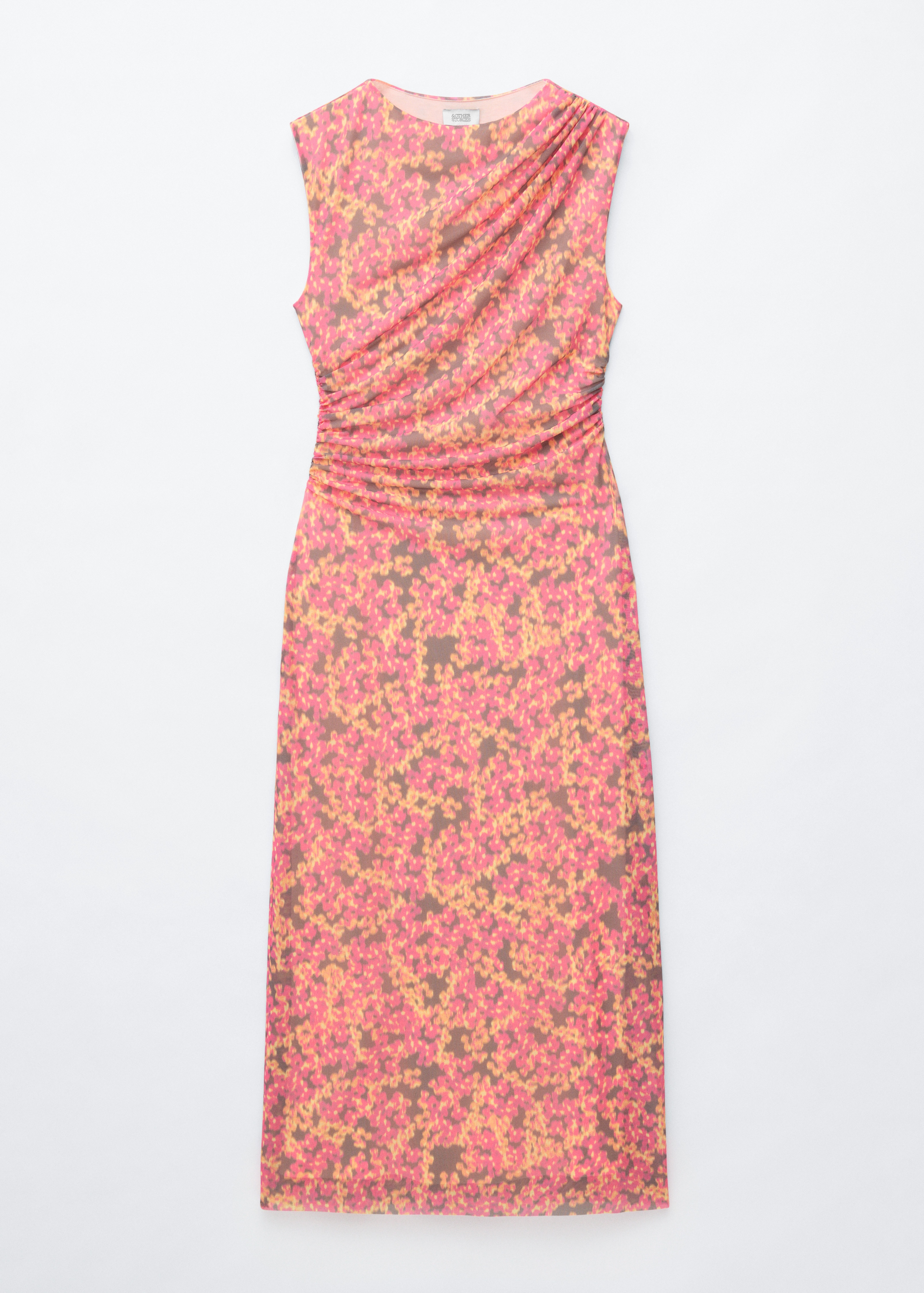 Mouwloze gedrapeerde jurk - Roze/gebloemd/Geel/met print/Donkerbruin
