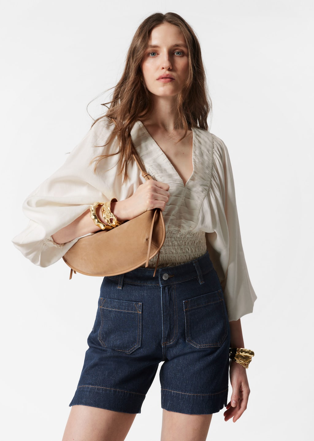 Image of High-Waist Denim Shorts