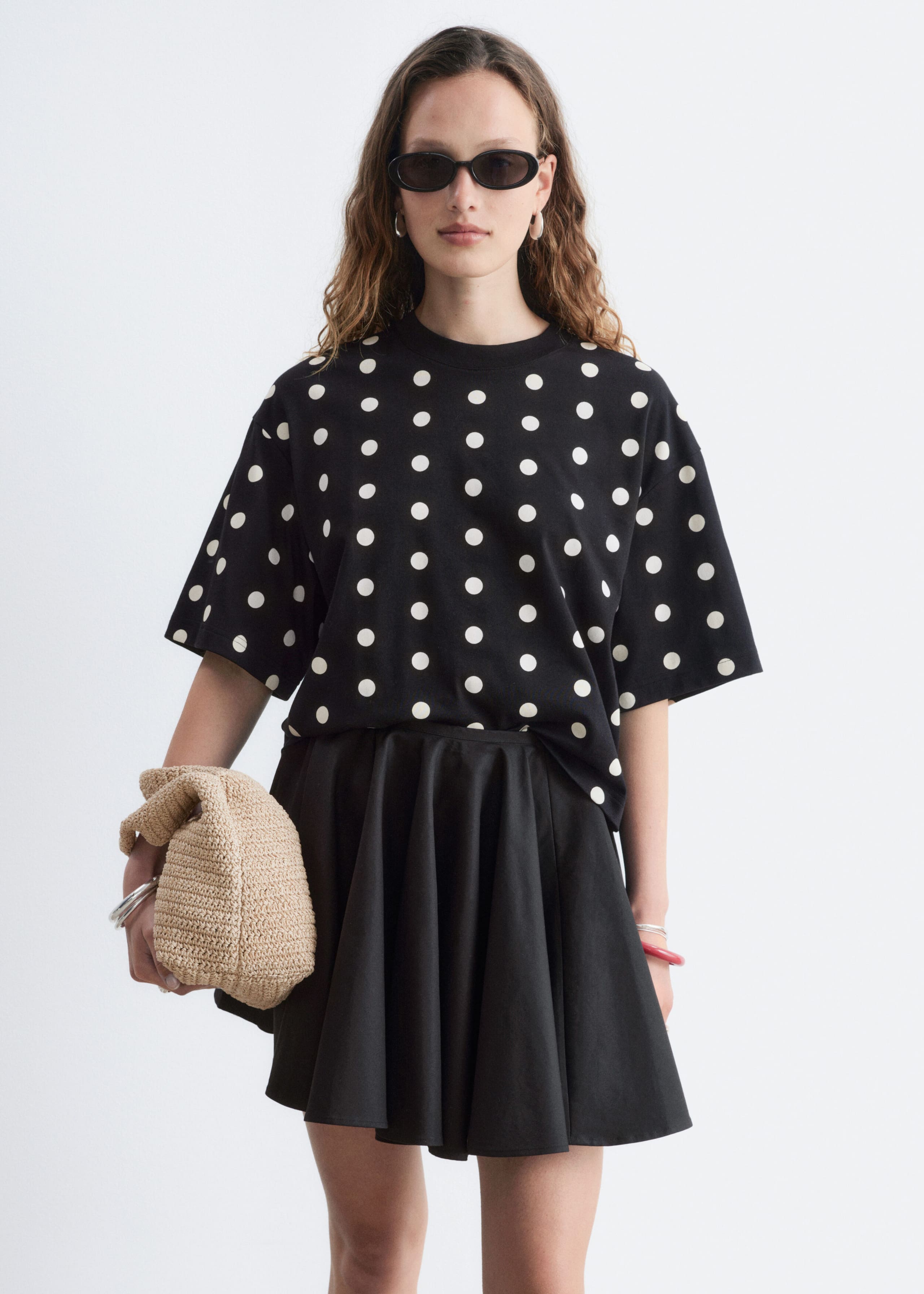Boxy Cotton T-Shirt - Black/White - Still Life