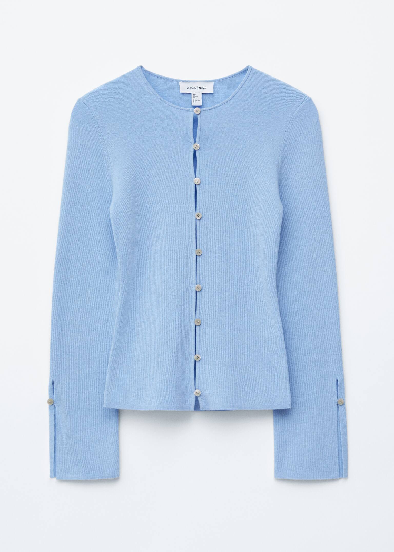 Cardigan mulat din lână - Albastru deschis/Galben Muștar - 2