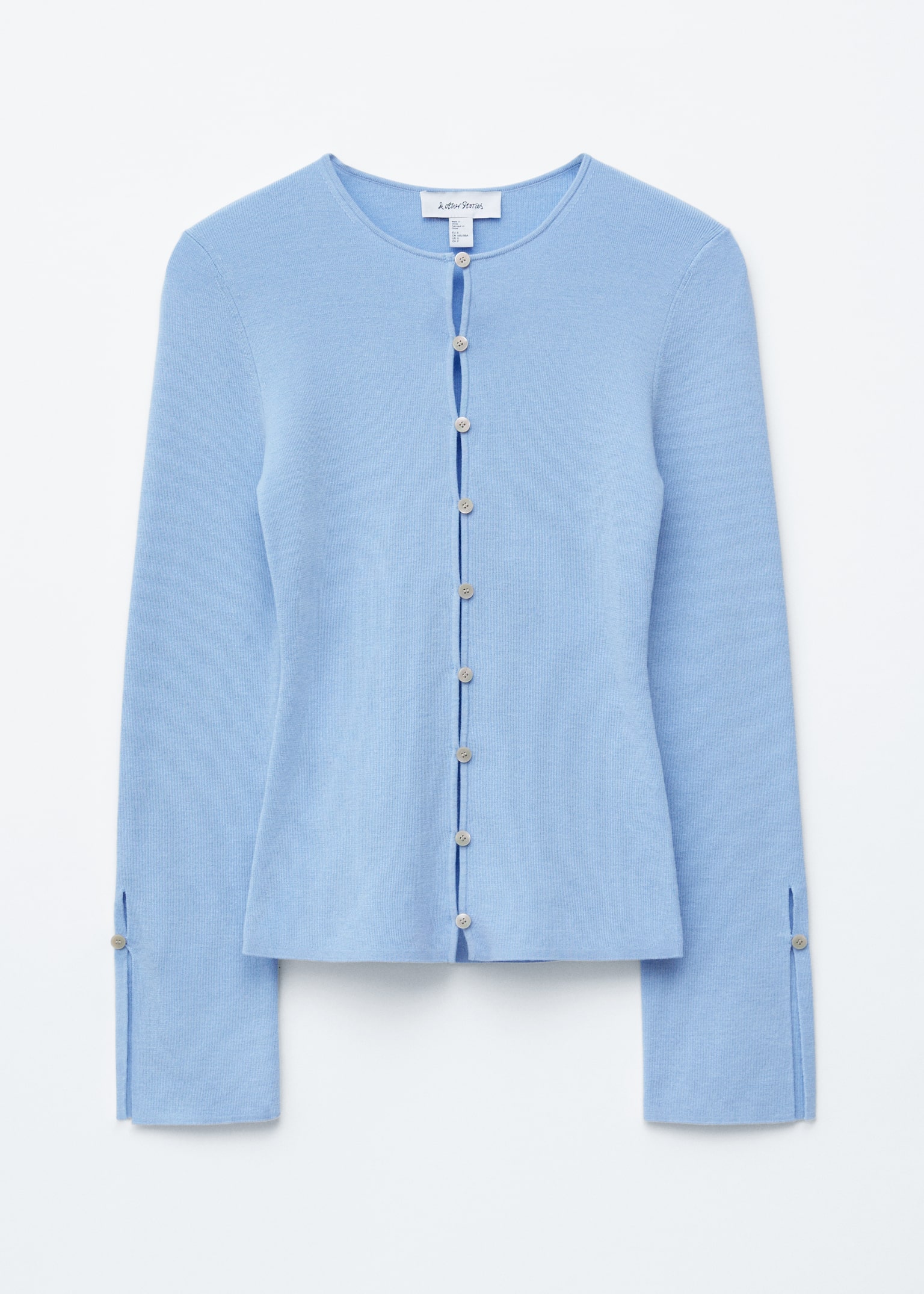 Eng anliegende Strickjacke aus Wolle - Hellblau - 2