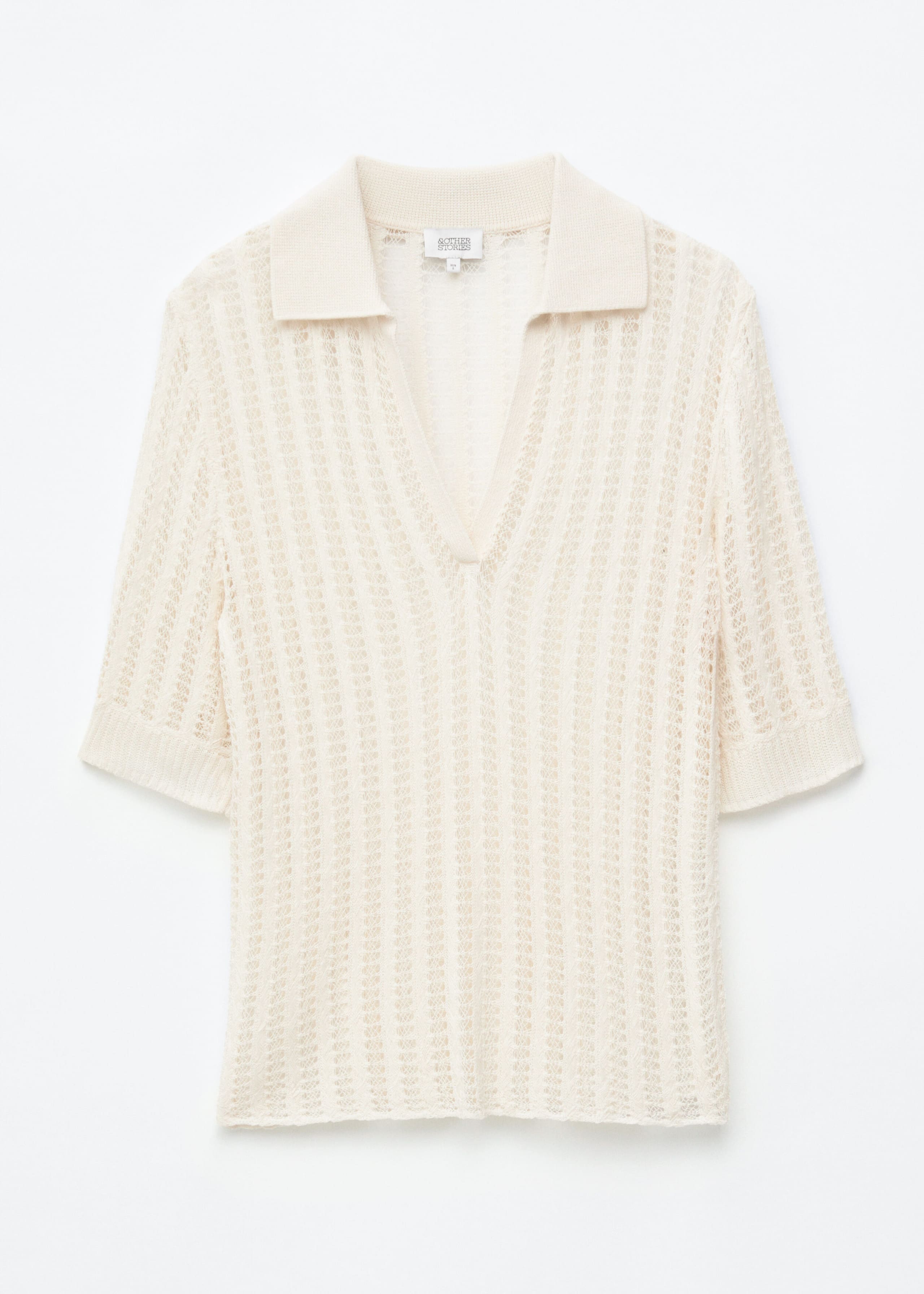 Image of Open-Knit Polo Top
