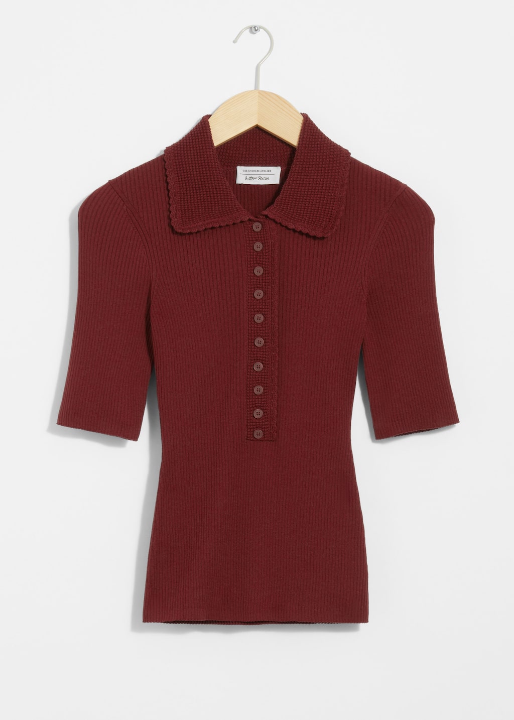 Scalloped Rib-Knit Top