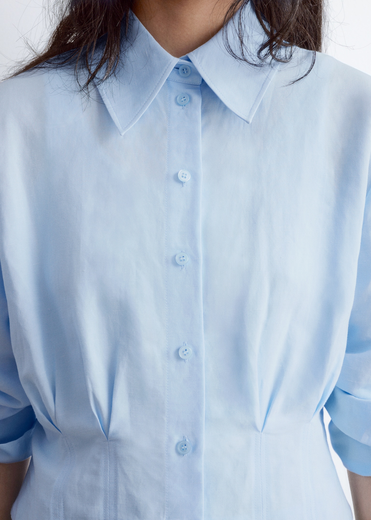 Camisa afunilada - Azul claro/Castanho escuro/Branco - 4