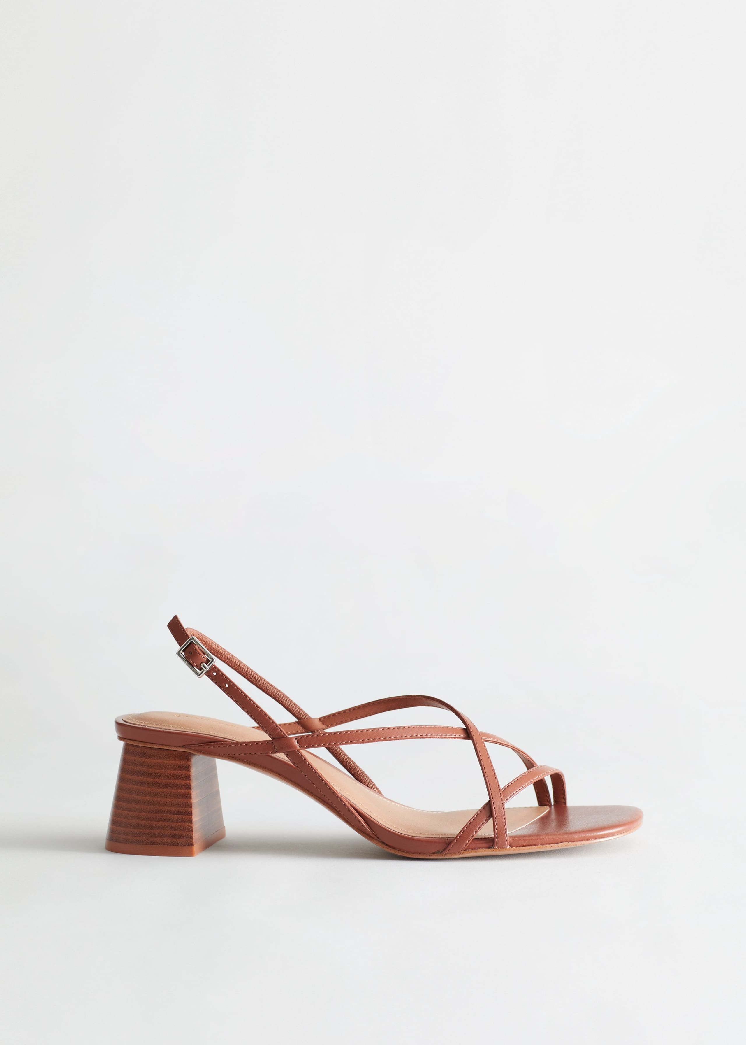 Image of Strappy Block Heel Leather Sandals
