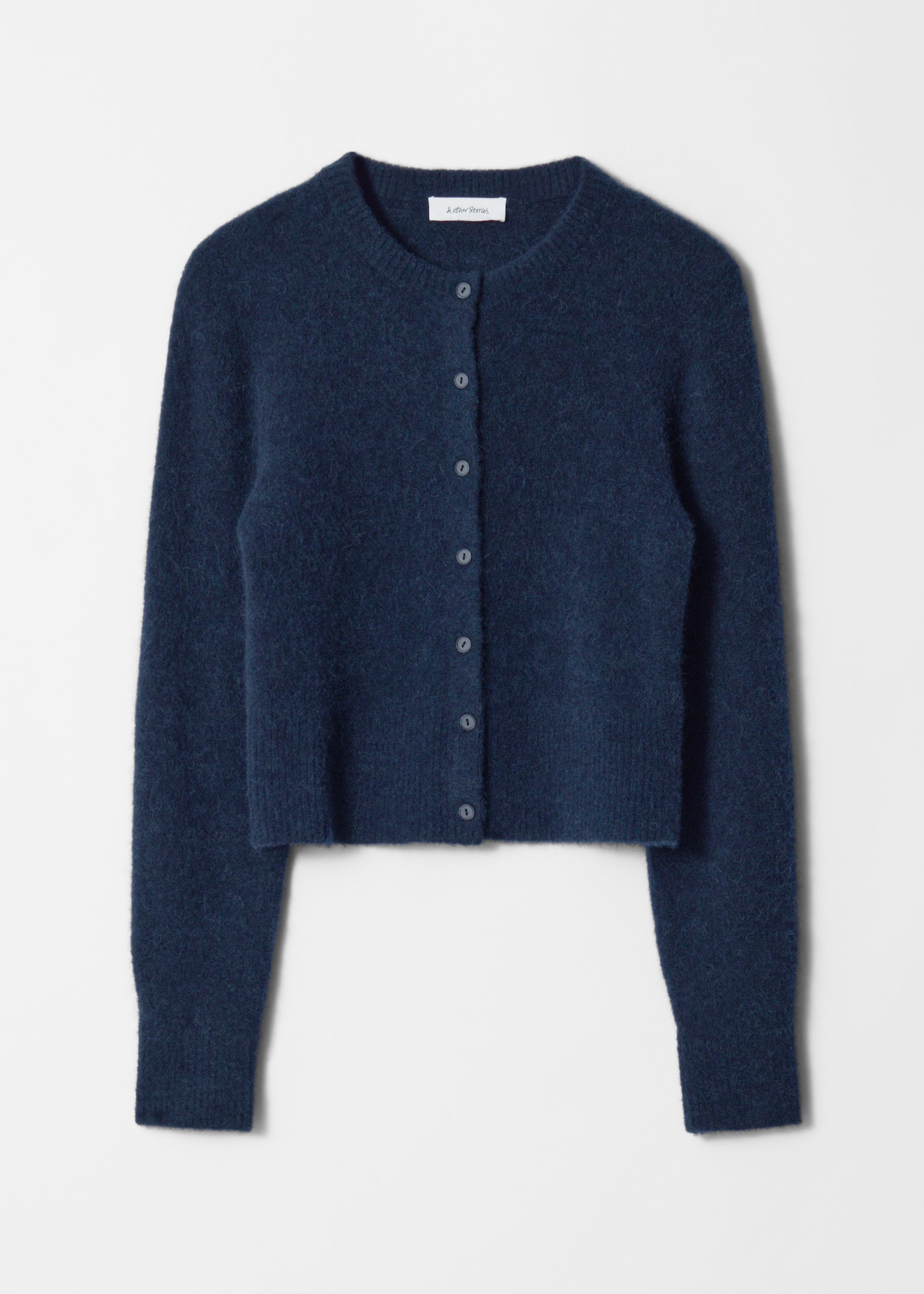 Strickjacke aus Alpaka-Mix - Dunkelblau/Dunkelrot/Greige