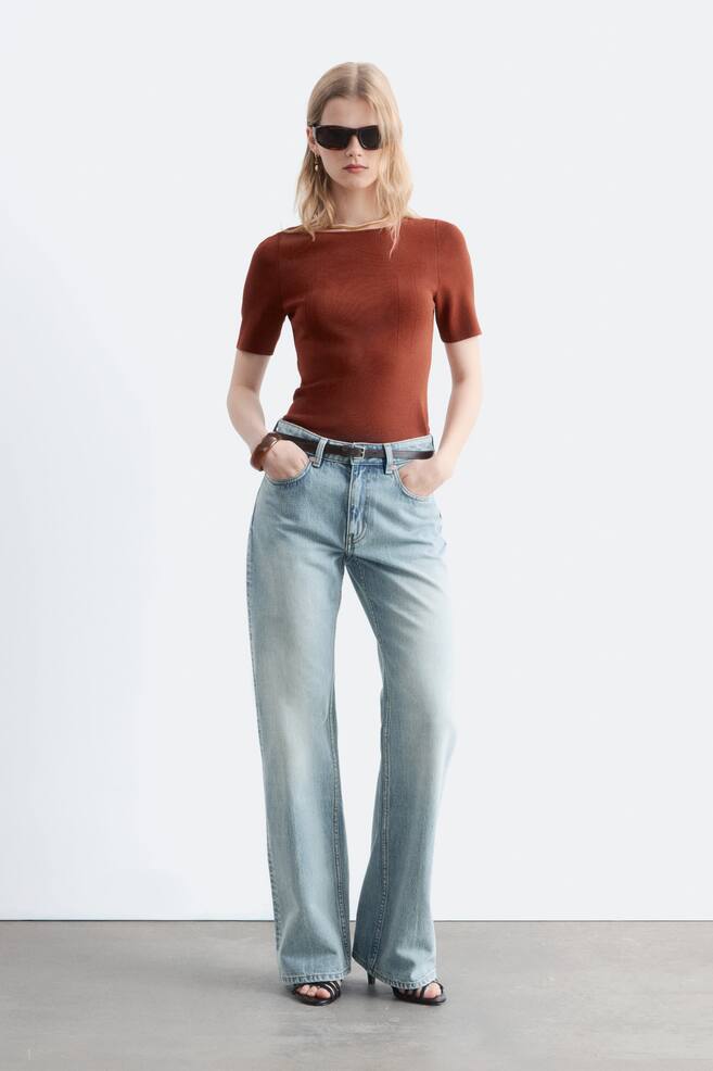 Bootcut-Jeans mit mittelhohem Bund - Retro-Blau/Verwaschenes Blau - 1