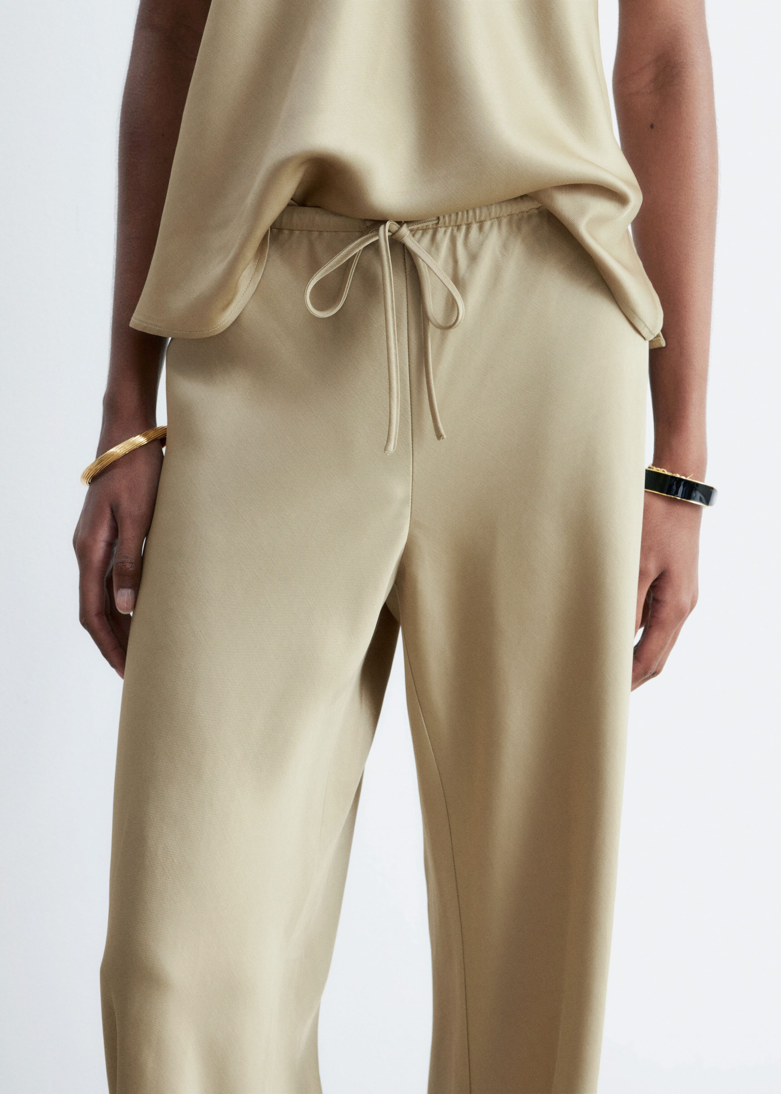 Image of Pantalon en sergé à cordon de serrage