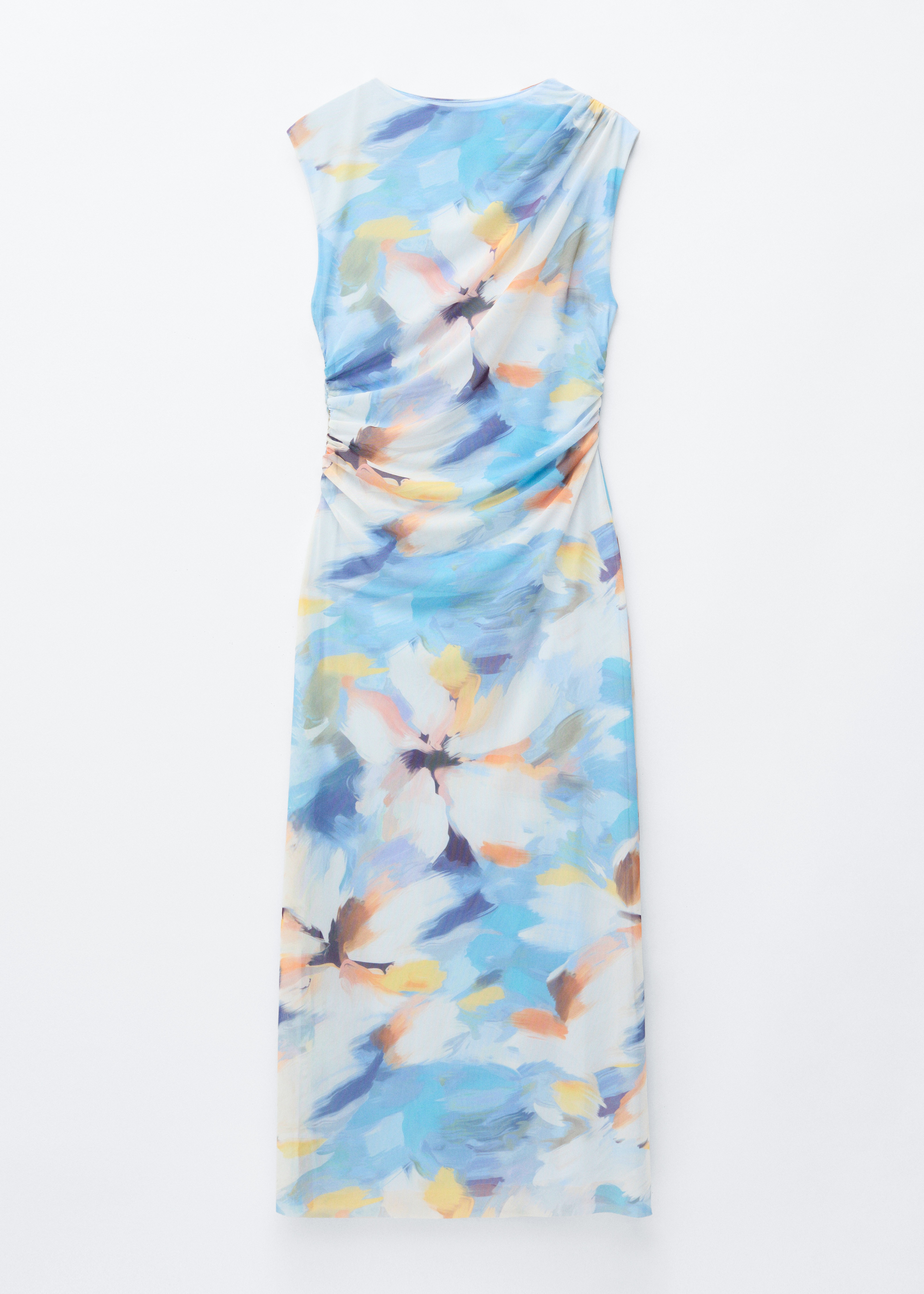 Drapowana sukienka midi bez rękawów