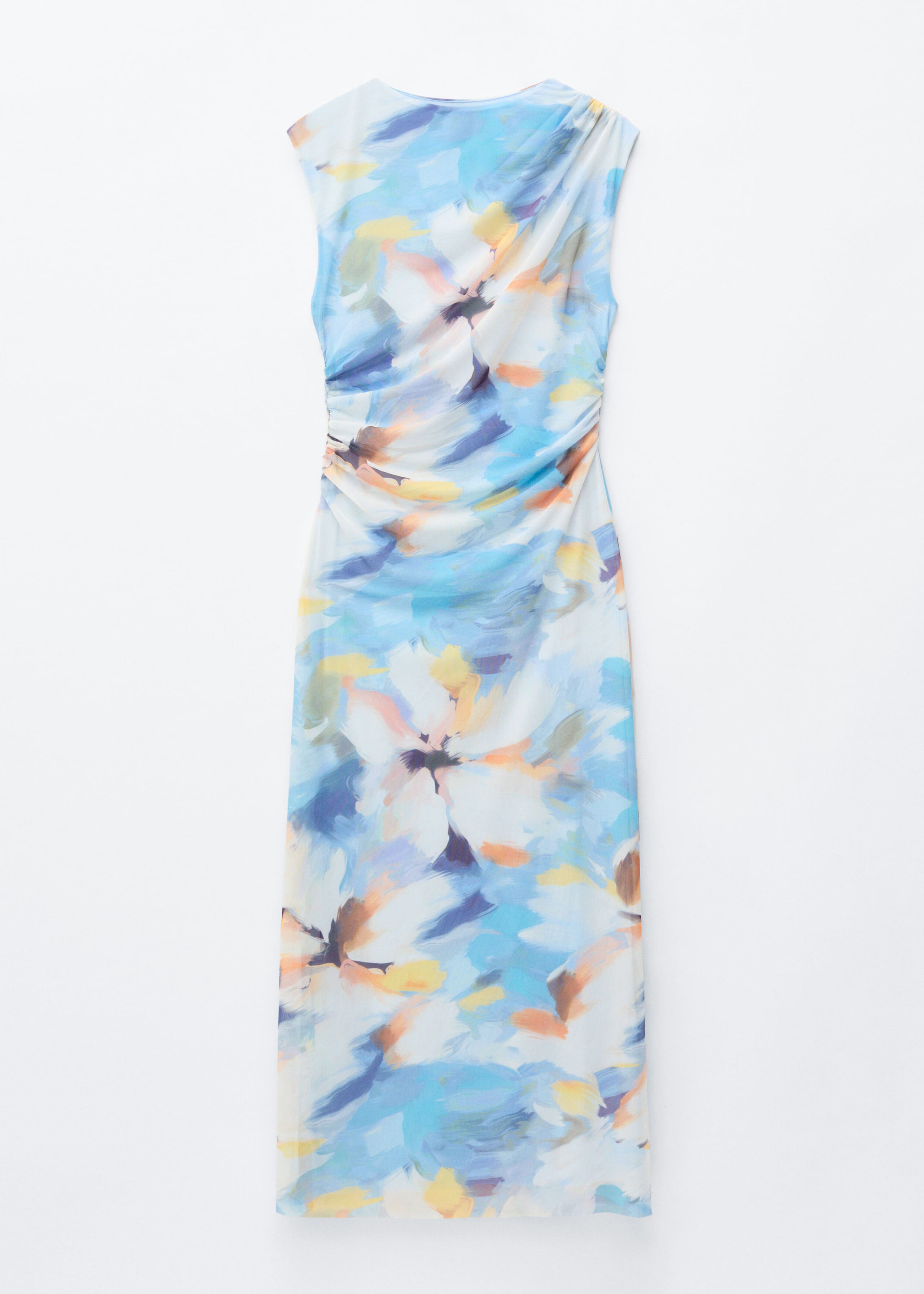 Image of Abito midi senza maniche drappeggiato